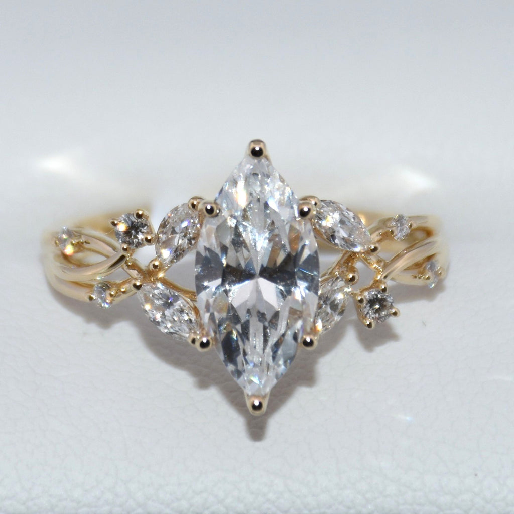 14K Gold | YG Lyria Bridal Semi-Mount Marquise Diamond Engagement Ring (Check Description)