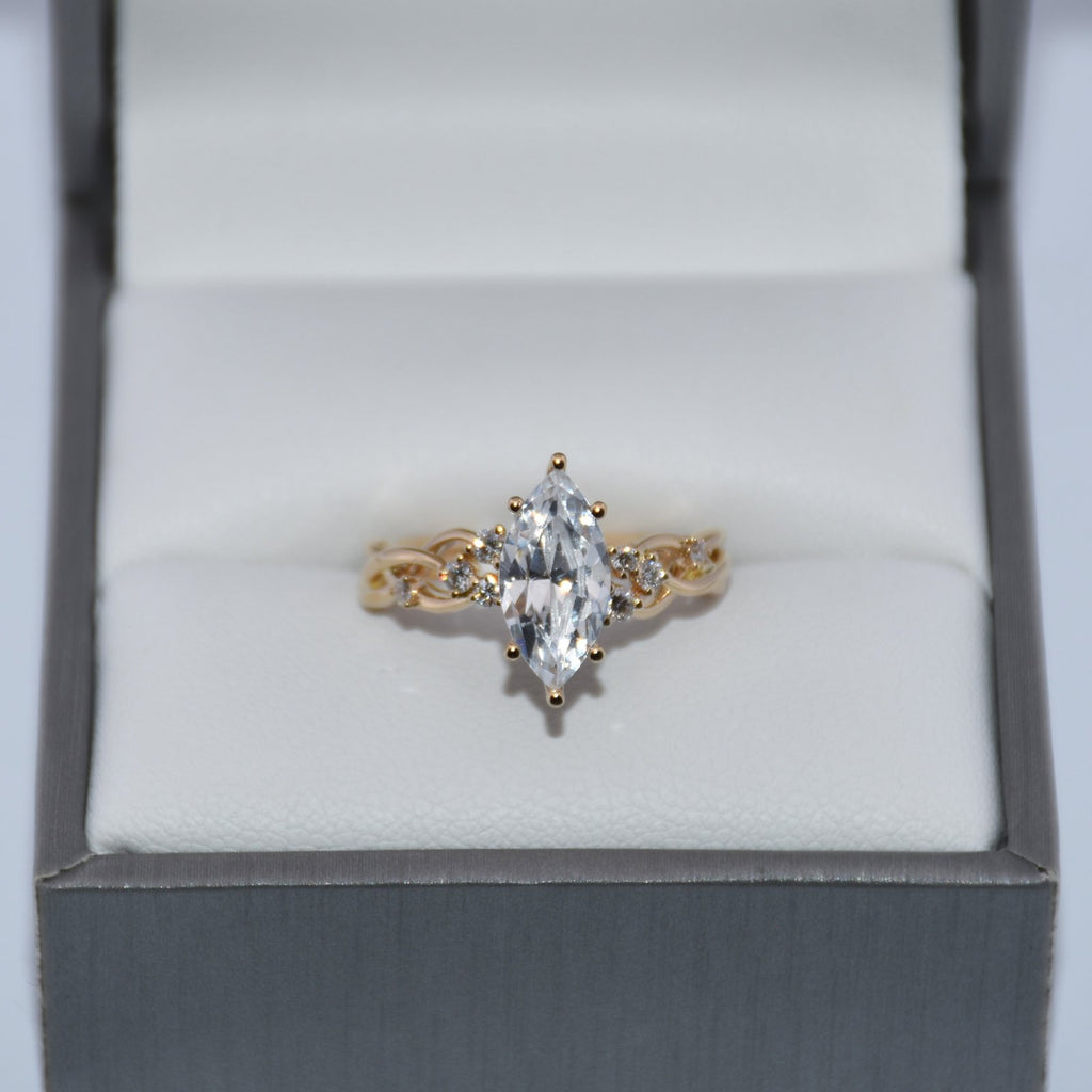 14K Gold | YG Lyria Bridal Semi-Mount Marquise Diamond Engagement Ring (Check Description)