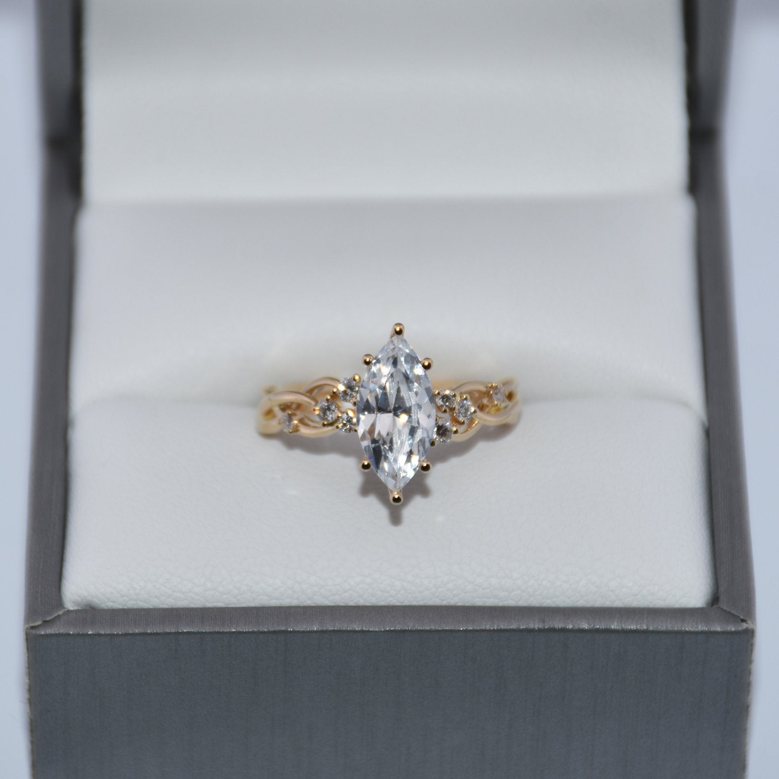 14K Gold | YG Lyria Bridal Semi-Mount Marquise Diamond Engagement Ring (Check Description)