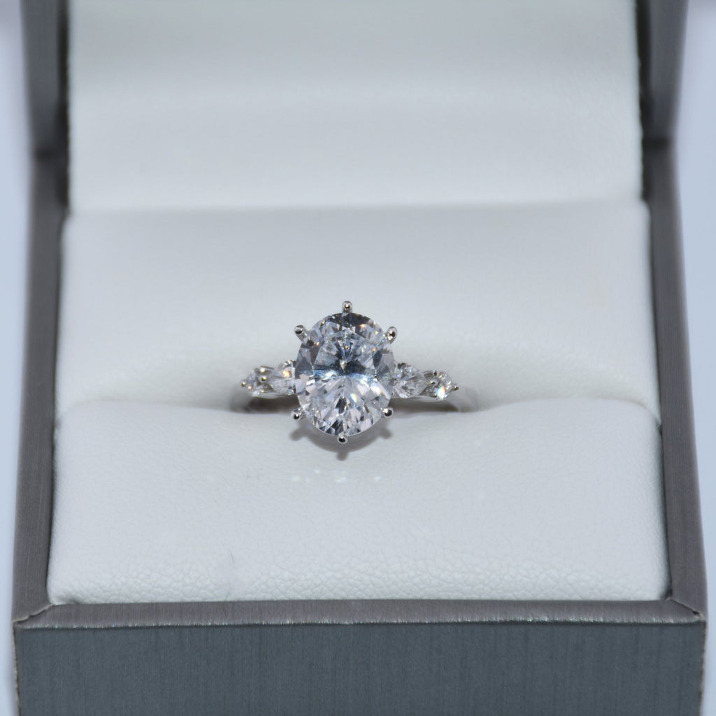 14K Gold | WG Classic Semi-Mount Oval Diamond Engagement Ring (Check Description)