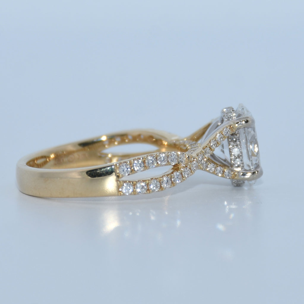 14K Gold | 1.58ct Oval Lab Diamond 14K Y/W Gold .47cttw Natural Twisted Shank Engagement Ring