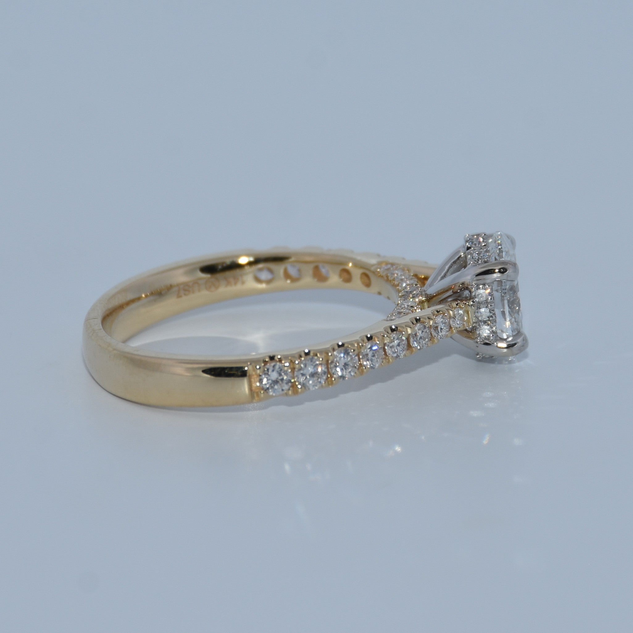 14K Gold | 1ct Oval Lab Diamond 14K Y/W Gold .49cttw Natural Setting Accented Engagement Ring