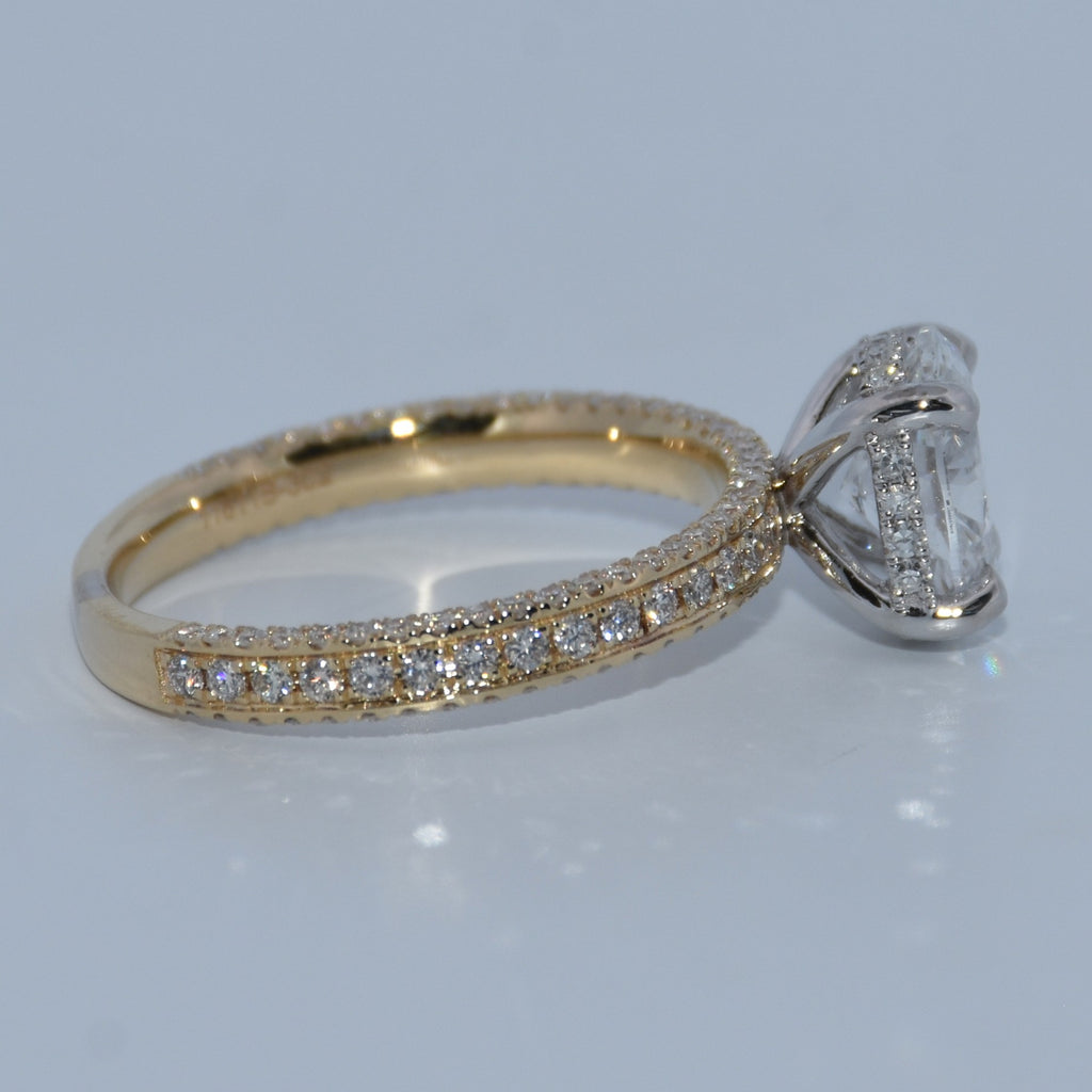 14K Gold | 1.58ct Oval Lab Diamond 14K Y/W Gold .67cttw Natural Setting Hidden Halo Accented Engagement Ring