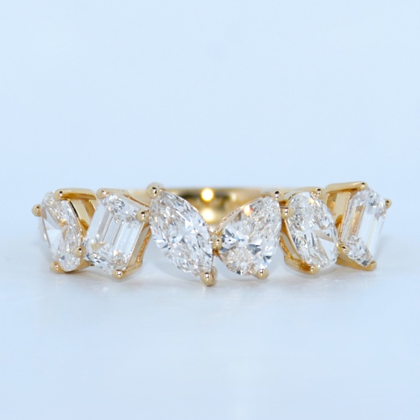 14K Gold | YG 1.315cttw Marquise/Oval/Pear/Emerald Lab Diamond Wedding/Anniversary Band