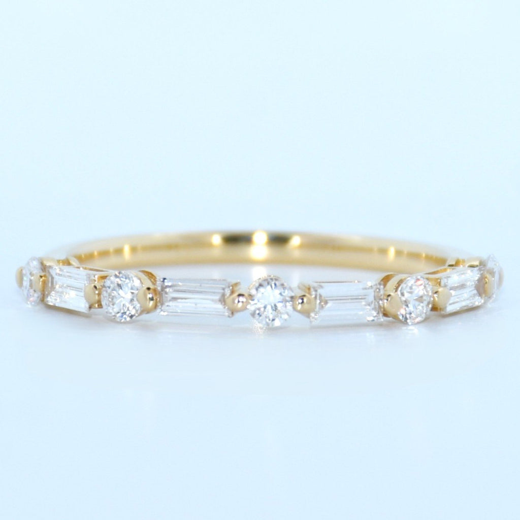 14K Gold | YG .445cttw Baguette/Round Lab Diamond Wedding/Anniversary Band