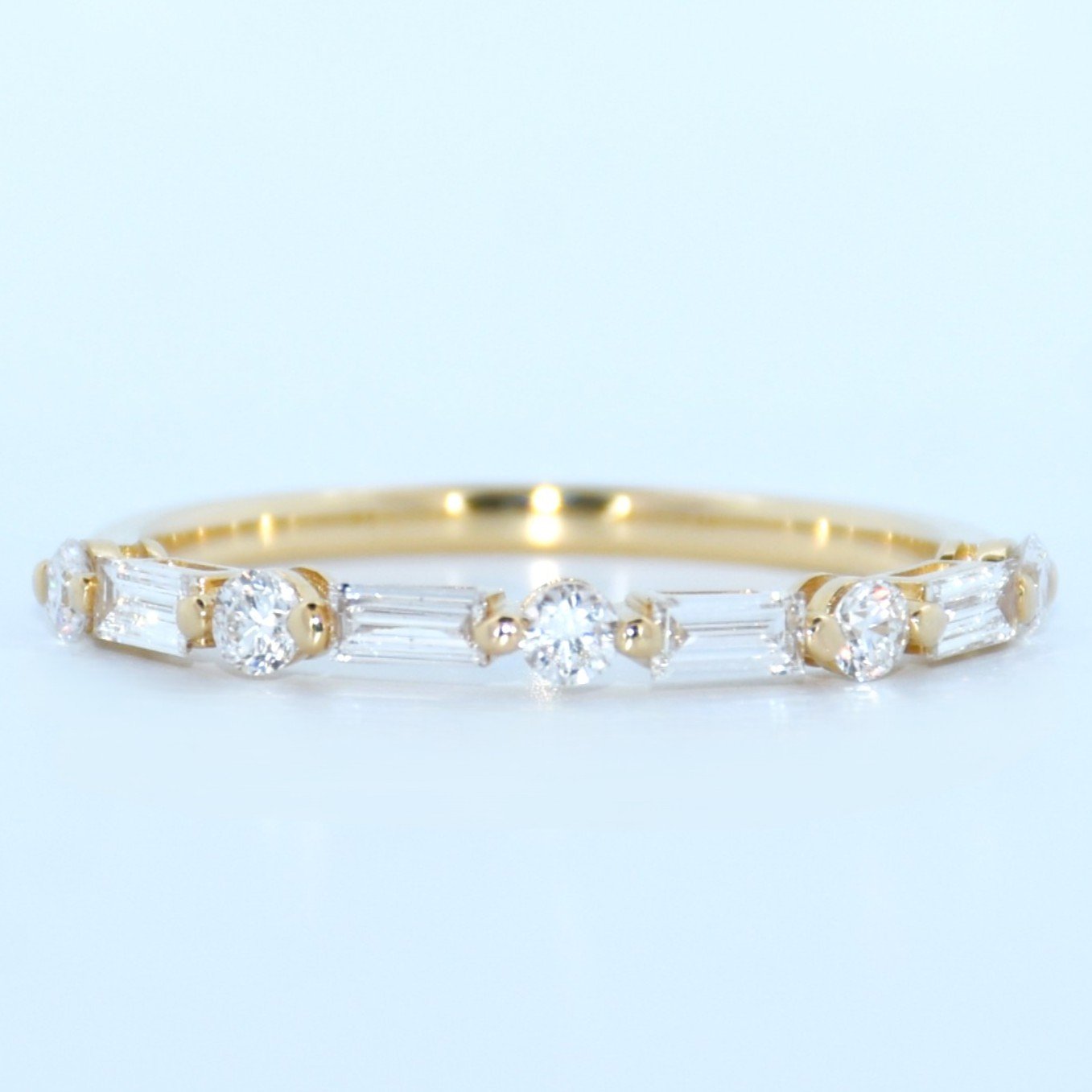 14K Gold | YG .445cttw Baguette/Round Lab Diamond Wedding/Anniversary Band