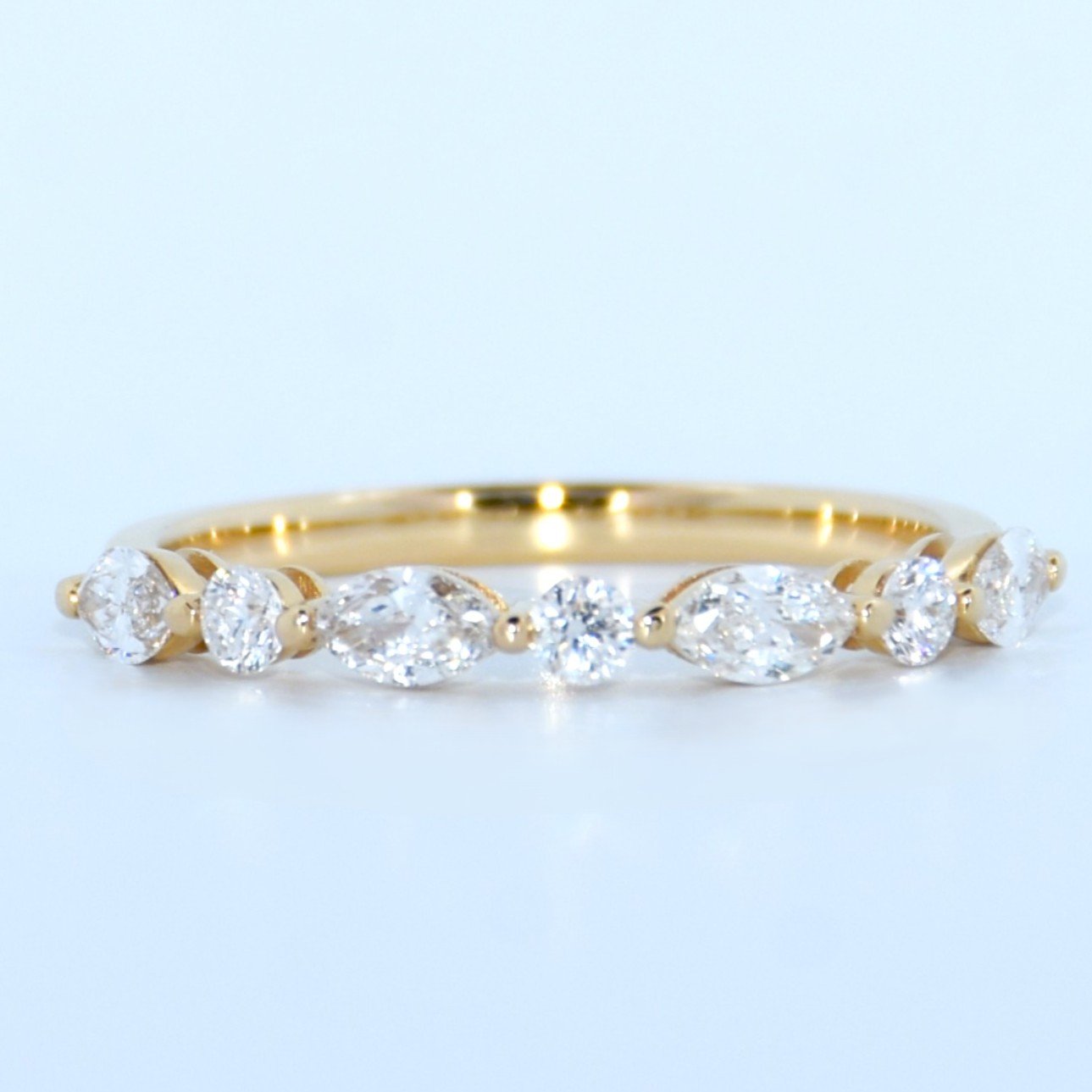 14K Gold | YG .594cttw Marquise/Round Lab Diamond Wedding/Anniversary Band