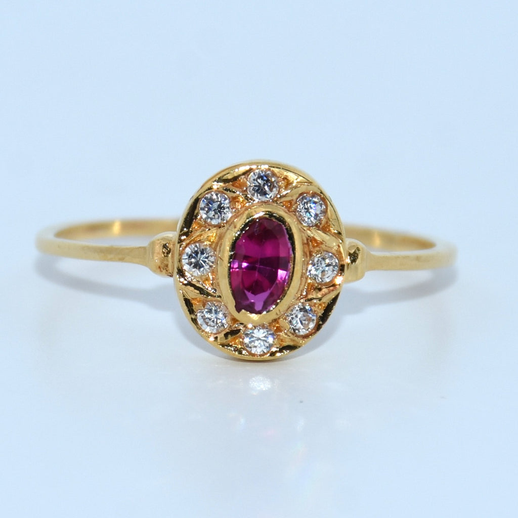 19.2K Portuguese Gold | Victorian Ruby & Cz Ring