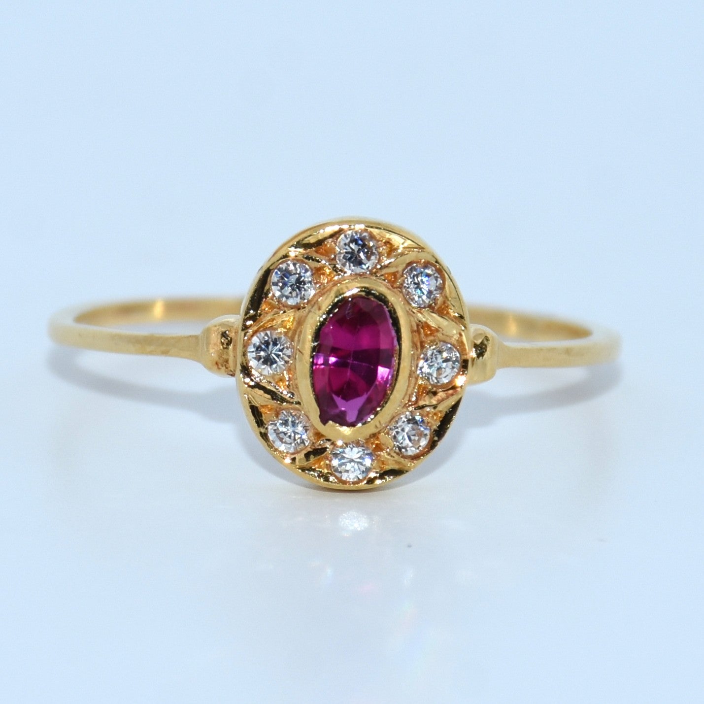 19.2K Portuguese Gold | Victorian Ruby & Cz Ring
