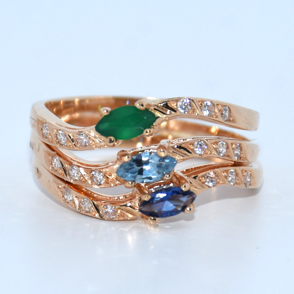 19.2K Portuguese Gold | Tri colored Stone Ring