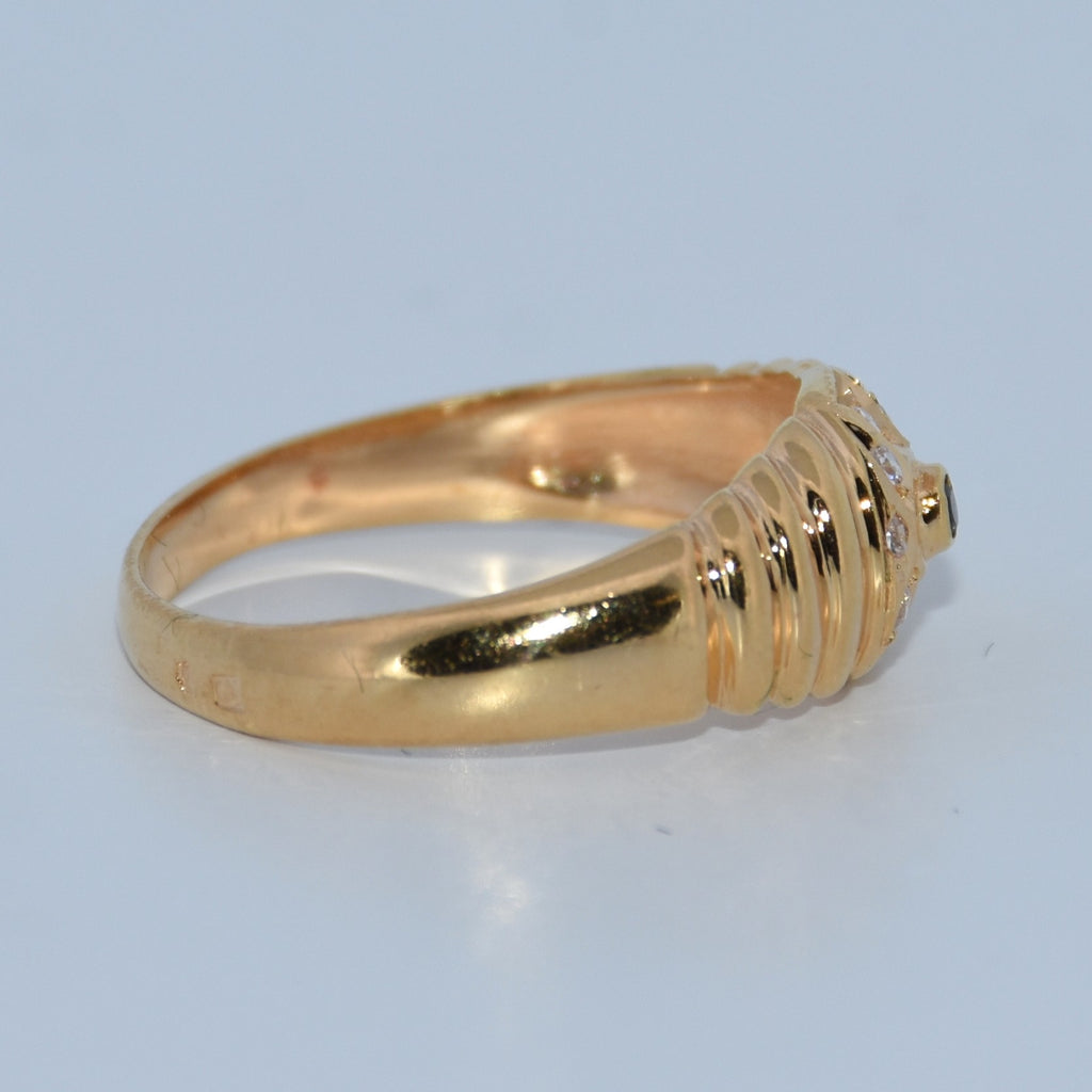 19.2K Portuguese Gold | Sapphire Ribbed Ring