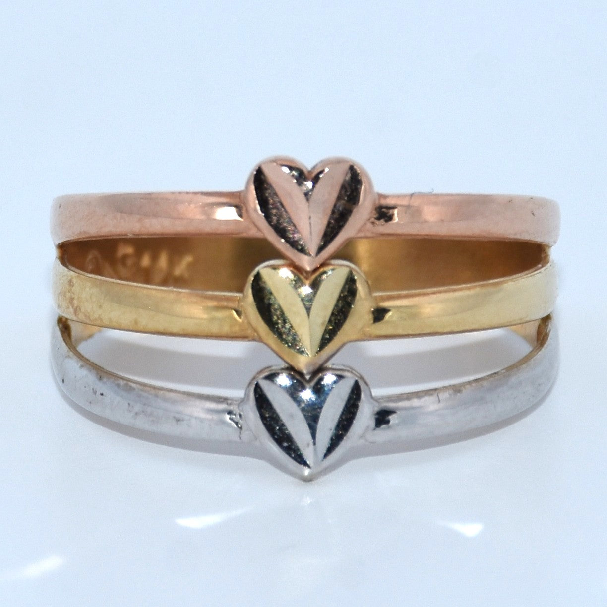 14K Gold | 3 Tier Heart Ring