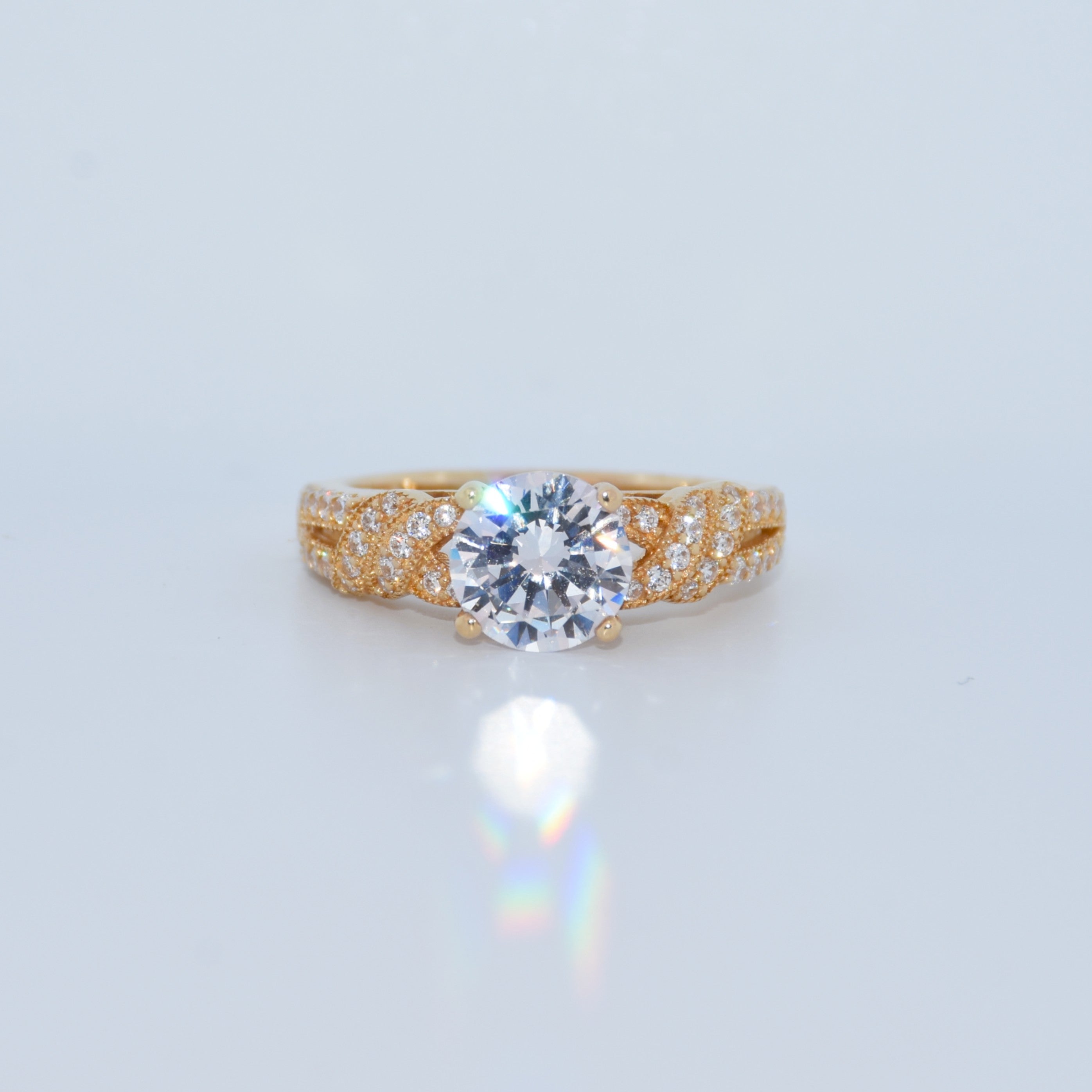 14K Gold | CZ Engagement Rings Yellow Gold