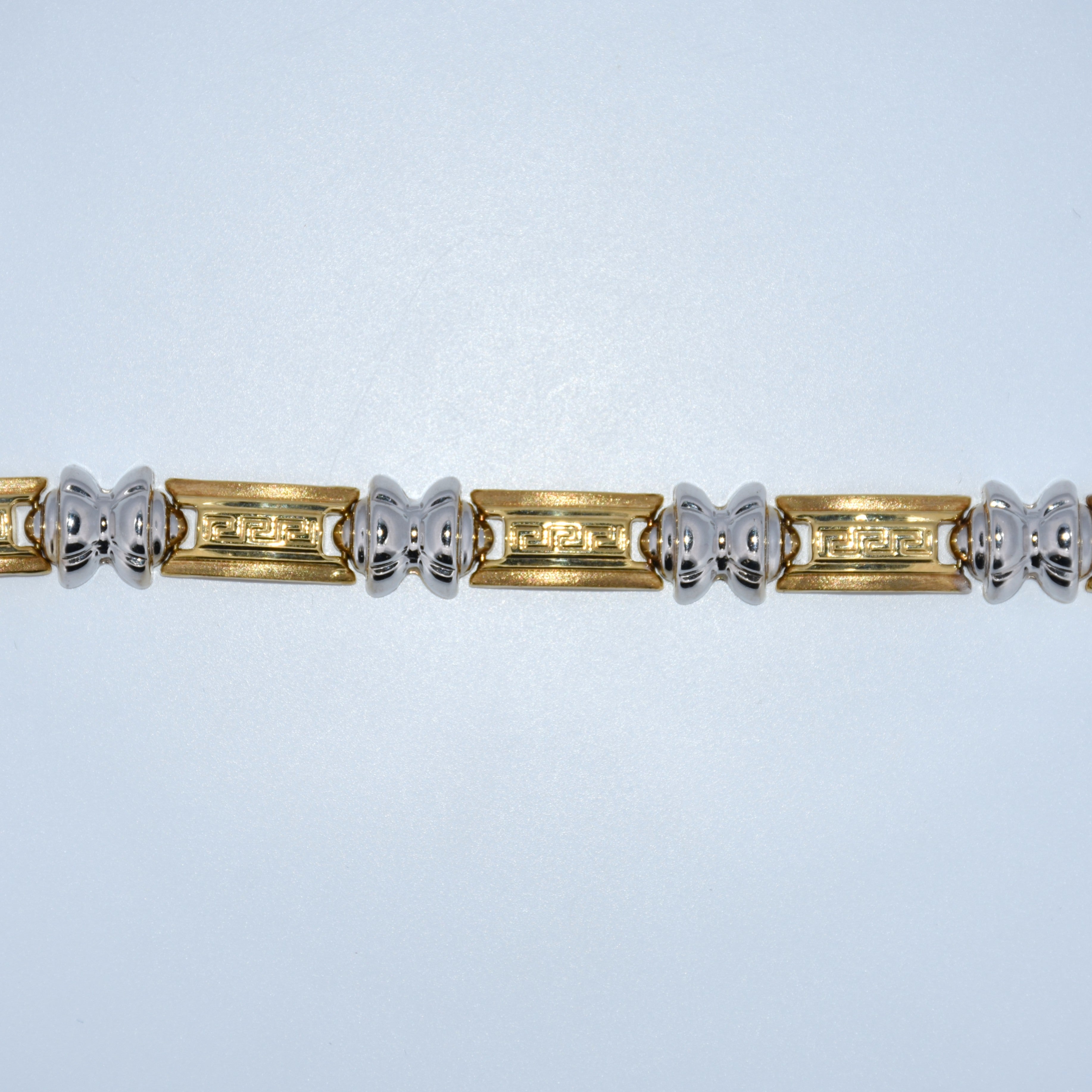 14K Gold | Two Tone Greek Key Bracelet