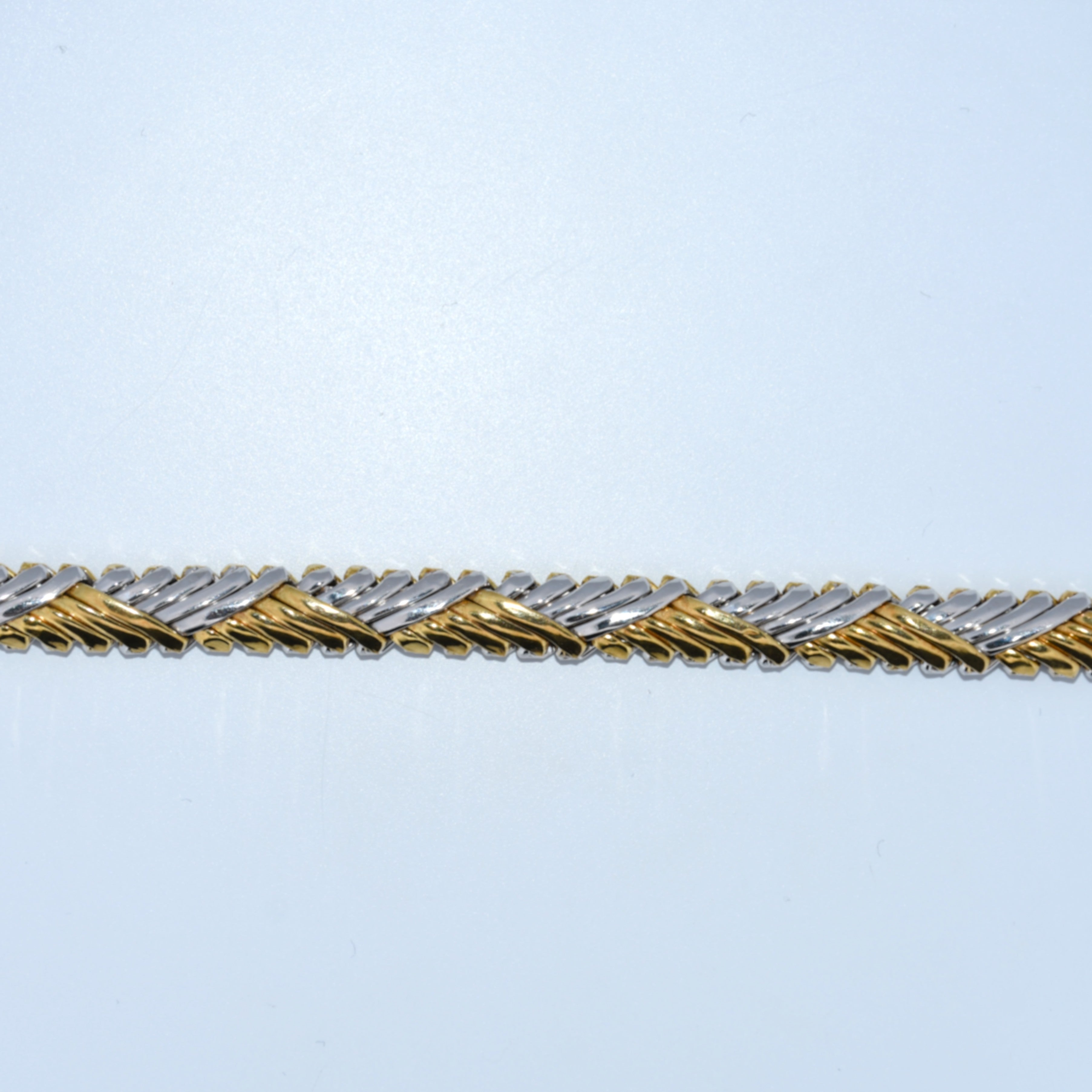14K Gold | Two Tone Woven Chevron Bracelet
