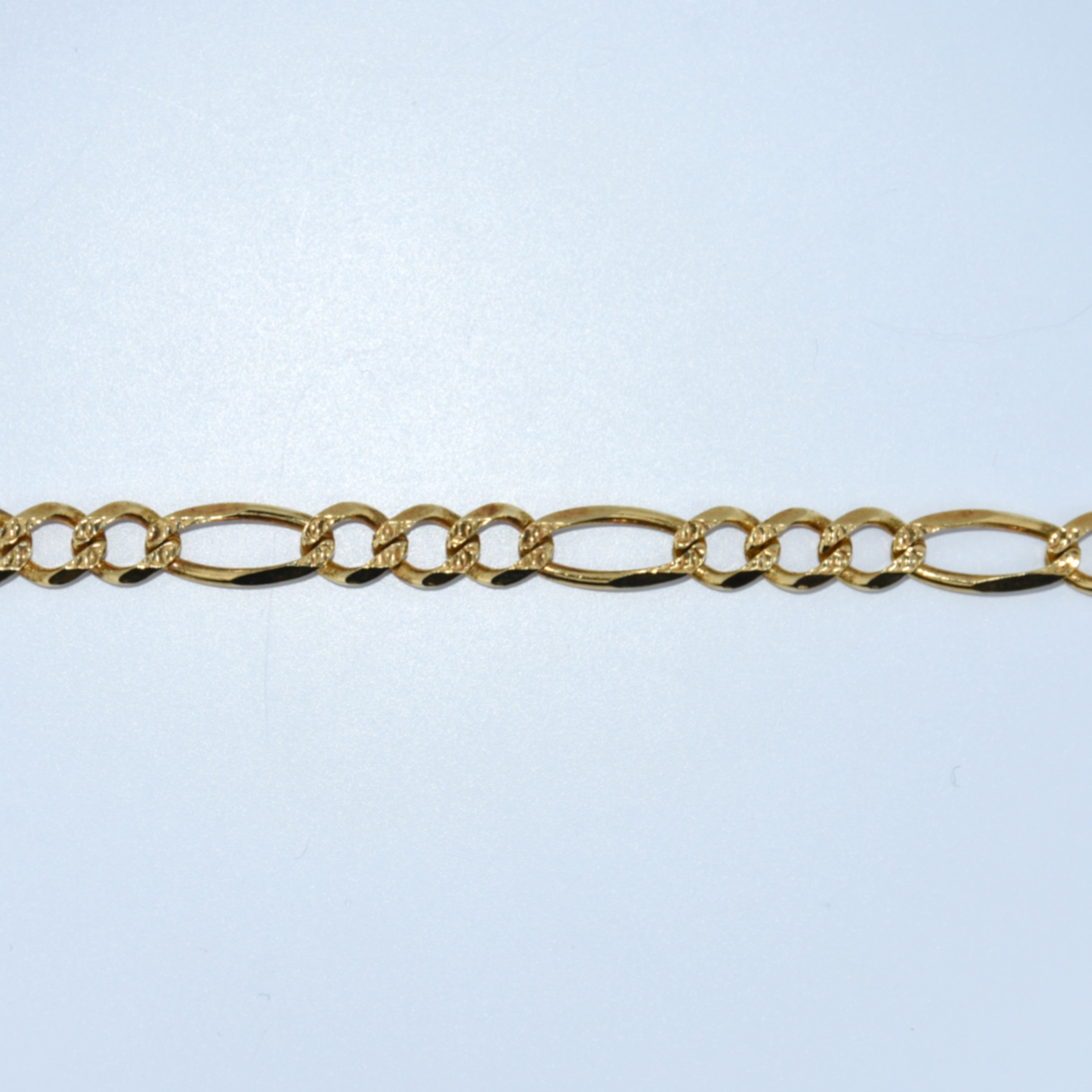 14K Gold | YG Diamond Cut Figaro Bracelet