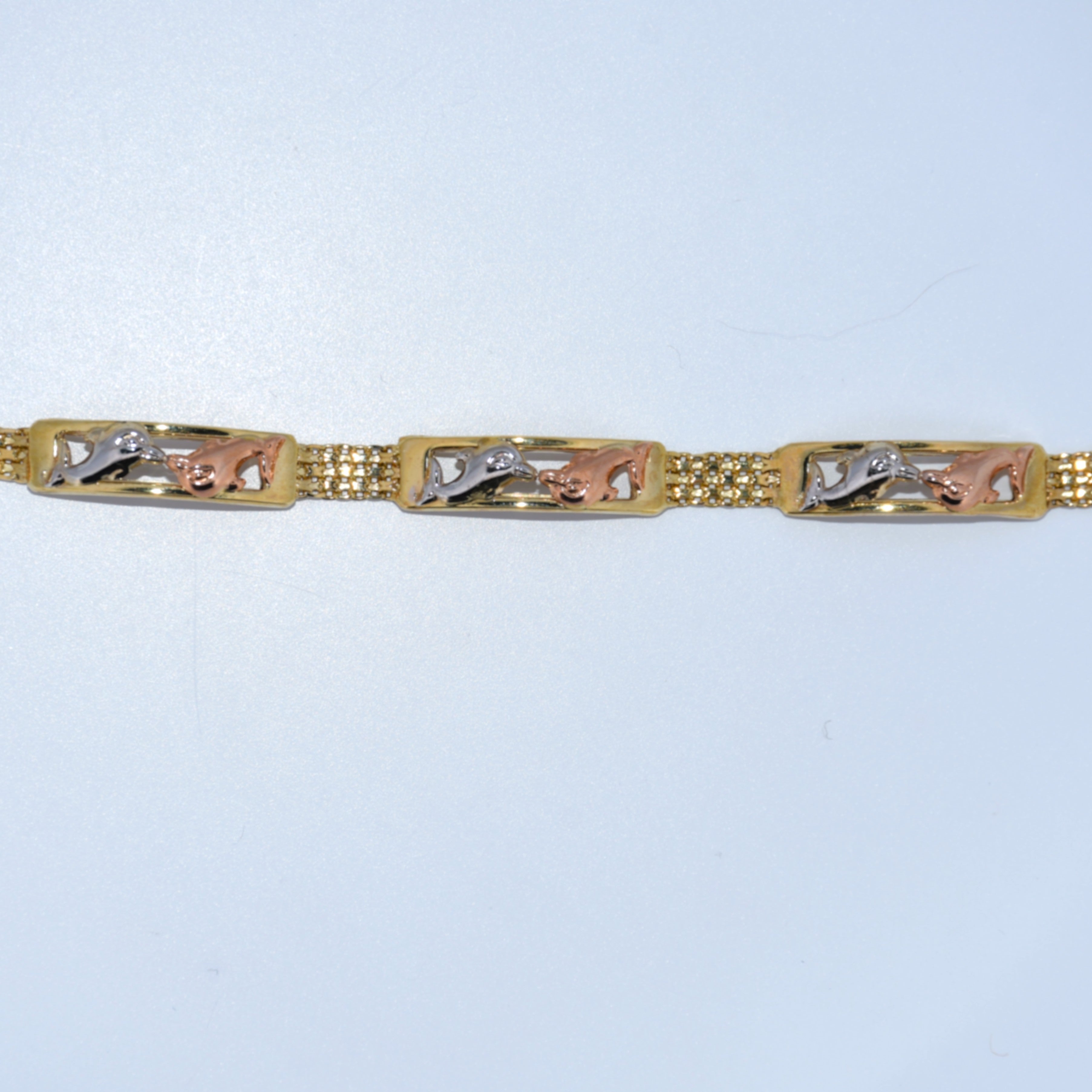 14K Gold | Tricolor Dolphin Bracelet