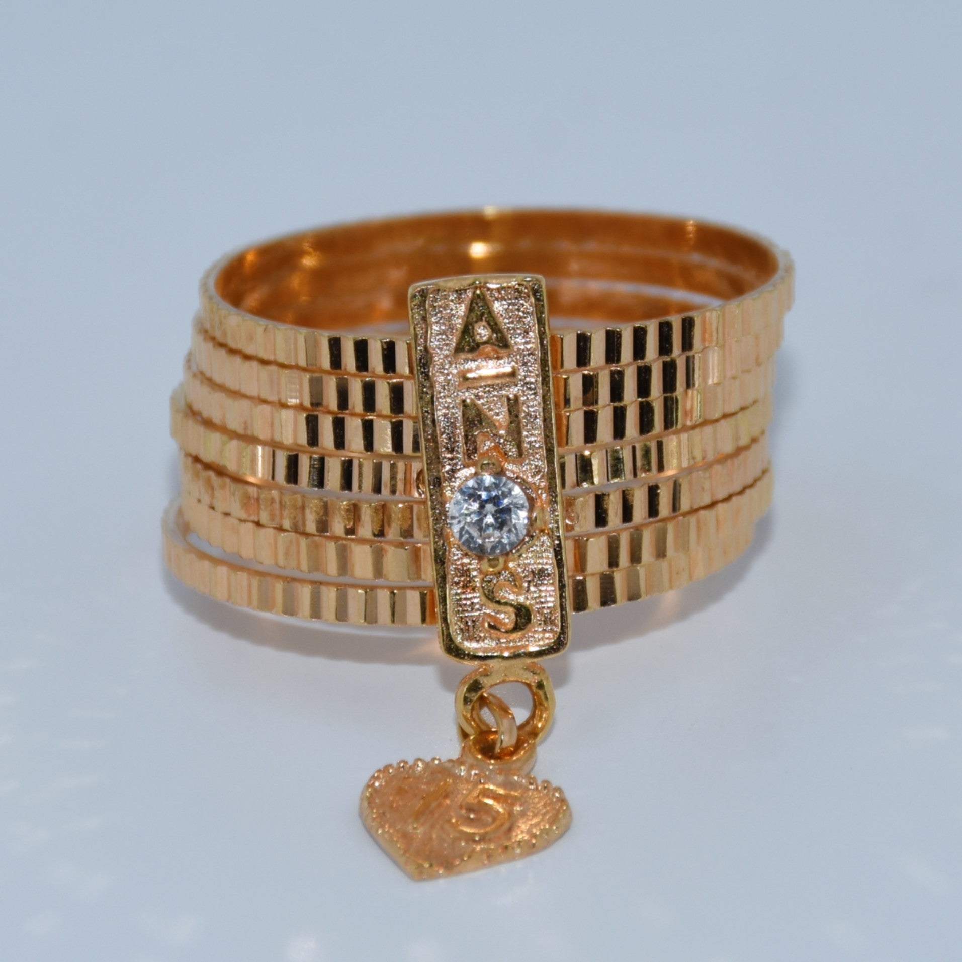 19.2K Portuguese Gold | 7 Band Ring 15th Anniversary Design