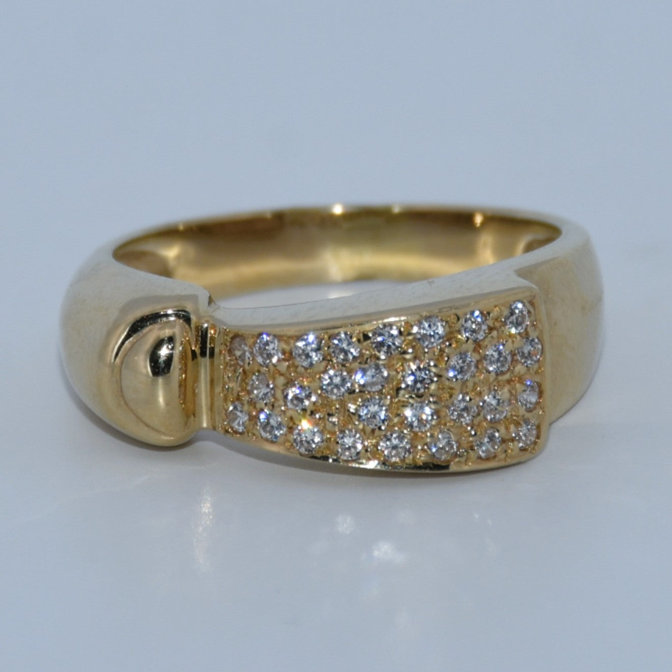 19.2K Portuguese Gold | CZ Pave Ribbon Ring