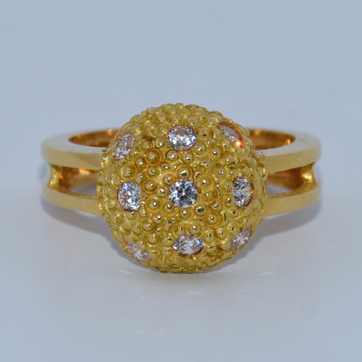 19.2K Portuguese Gold | Pave CZ Ball Ring