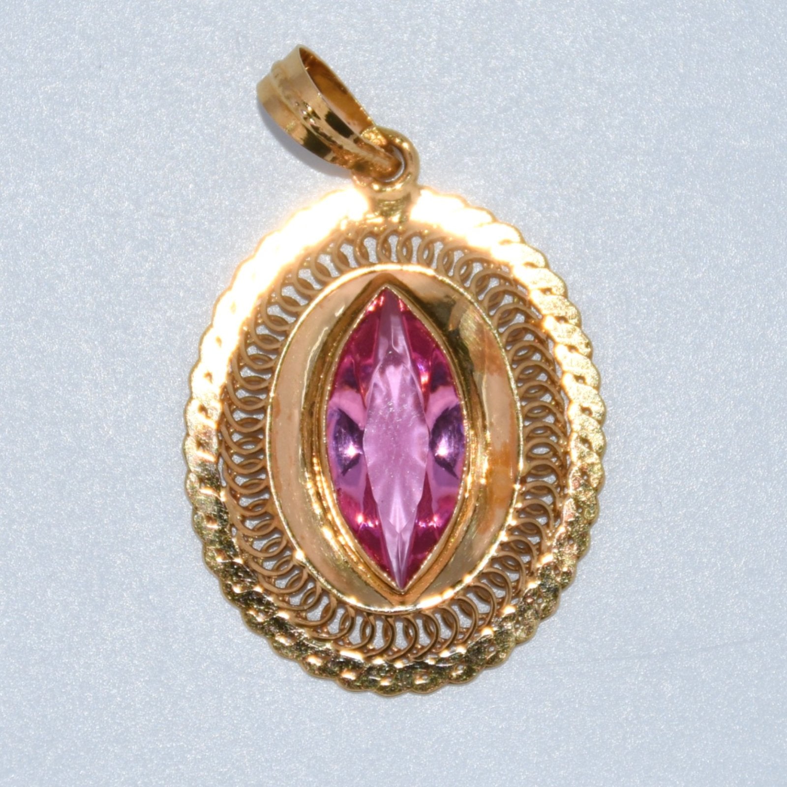 19.2K Portuguese Gold | Pink Marquise Shaped Pendant
