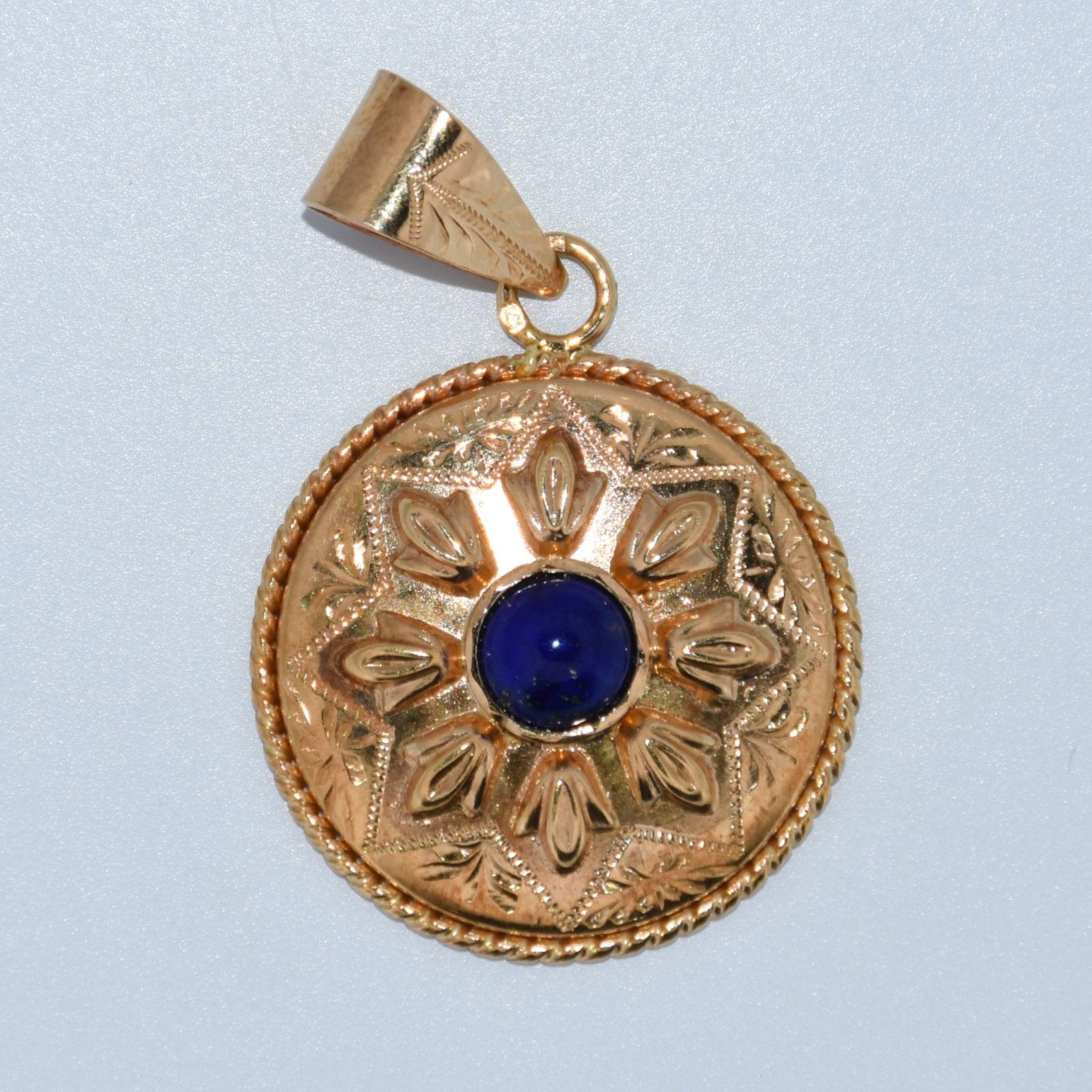 19.2K Portuguese Gold | Blue Enamel Pendant