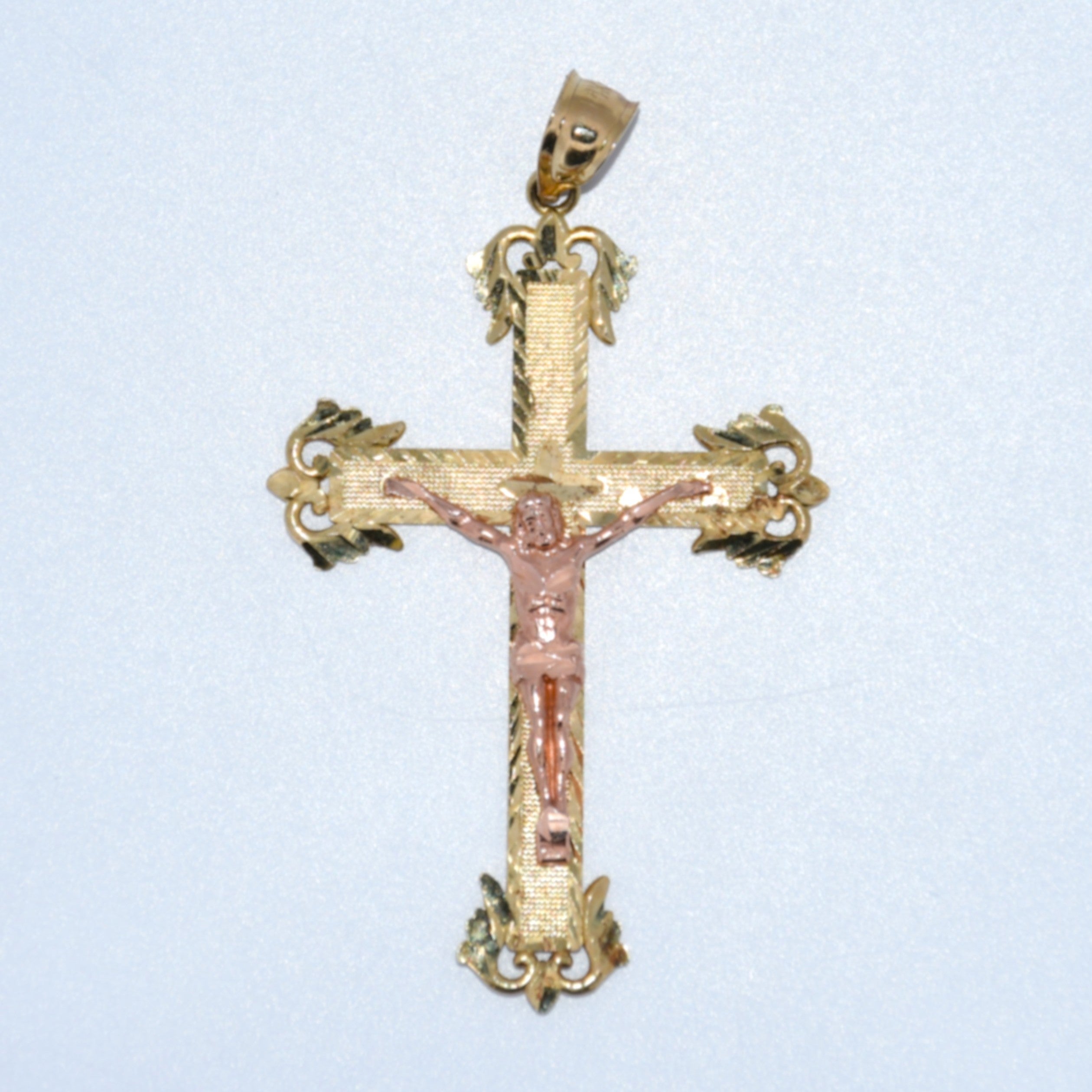 14K Gold | Two Tone Diamond Cut Crucifix Pendants