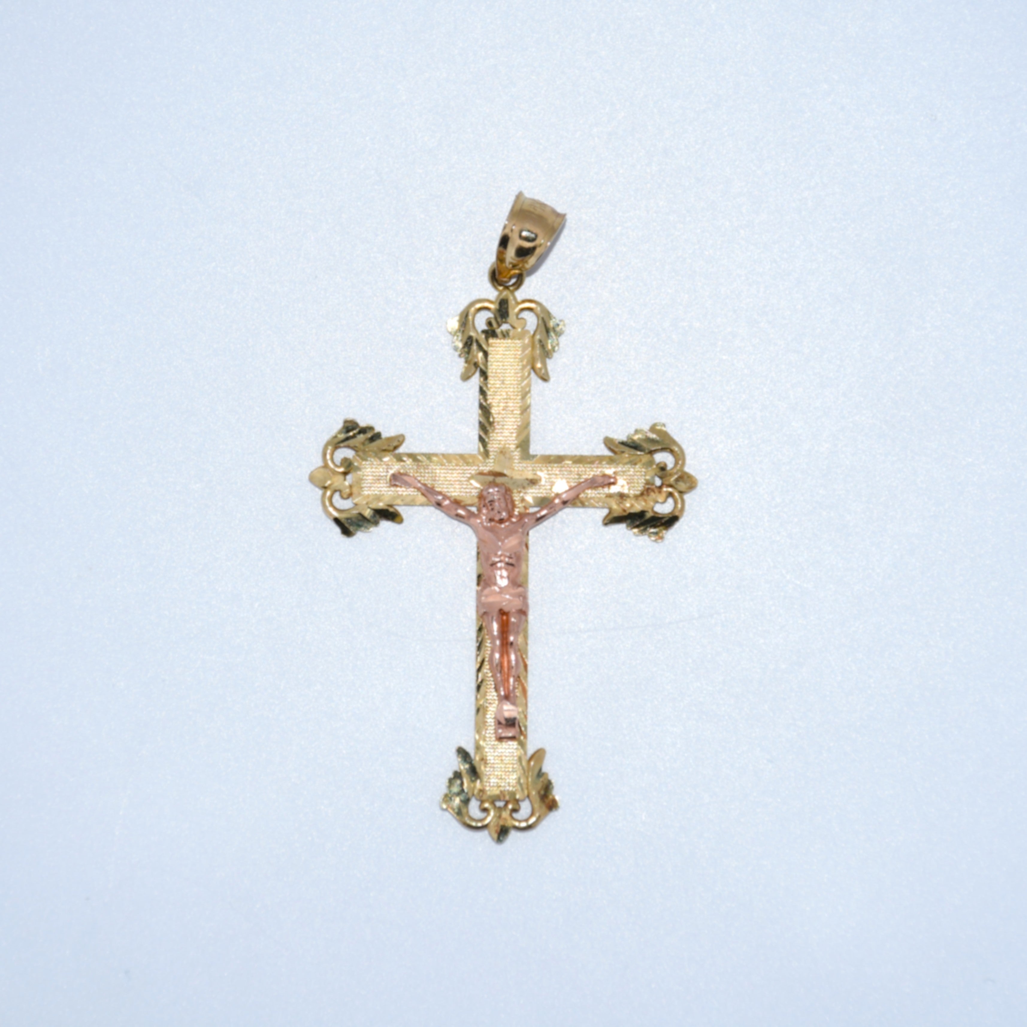 14K Gold | Two Tone Diamond Cut Crucifix Pendants