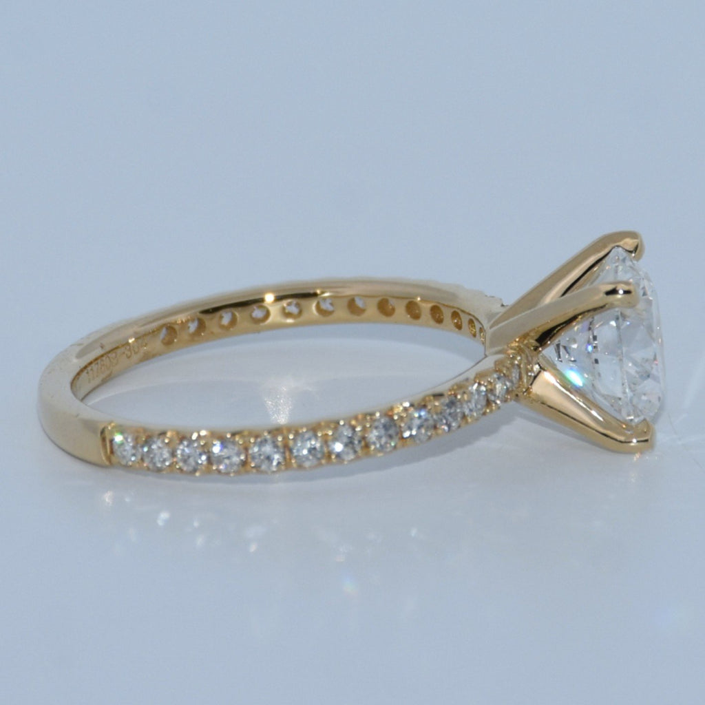 14K Gold | YG 2ct Round Lab Diamond .34ct Accented Engagement Ring