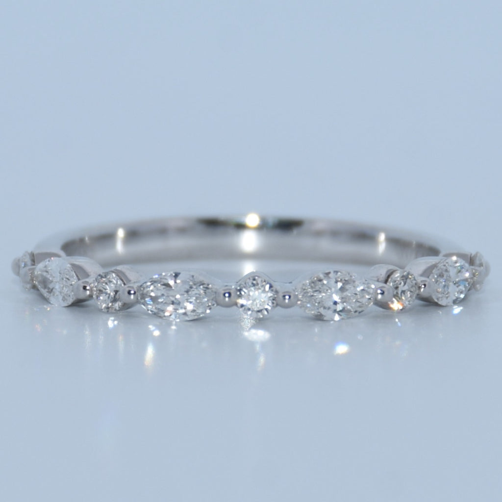 14K Gold | .43ct Lab Eternity Marquise and Round Wedding Band