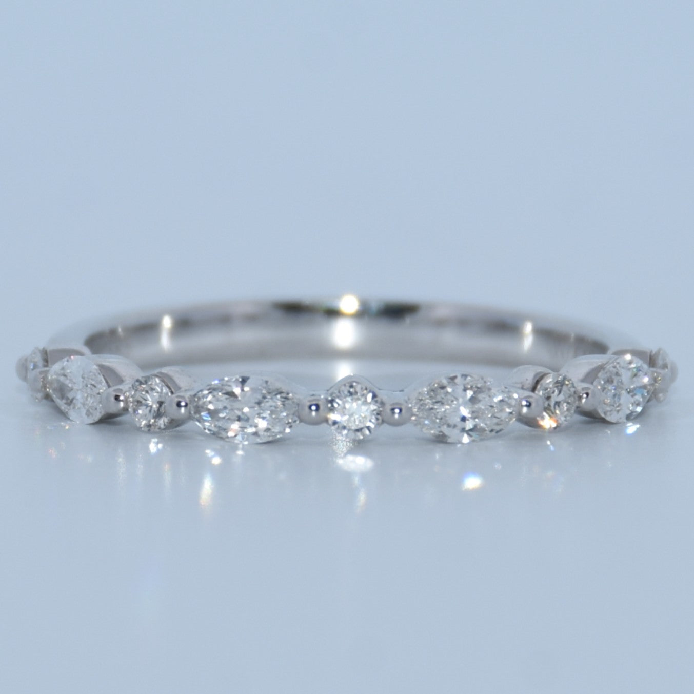 14K Gold | .43ct Lab Eternity Marquise and Round Wedding Band