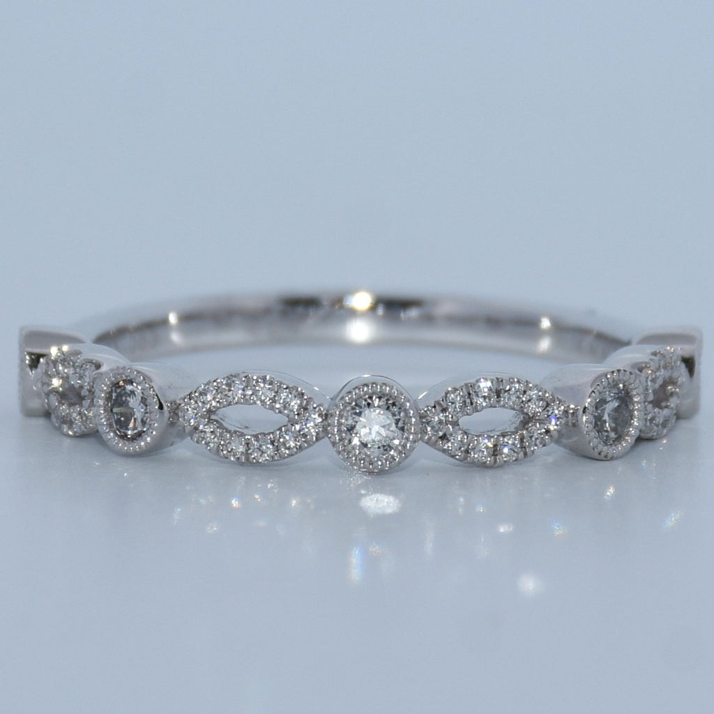 14K Gold | White Gold .16ct Natural Diamond Oval/Round Eternity Wedding Band