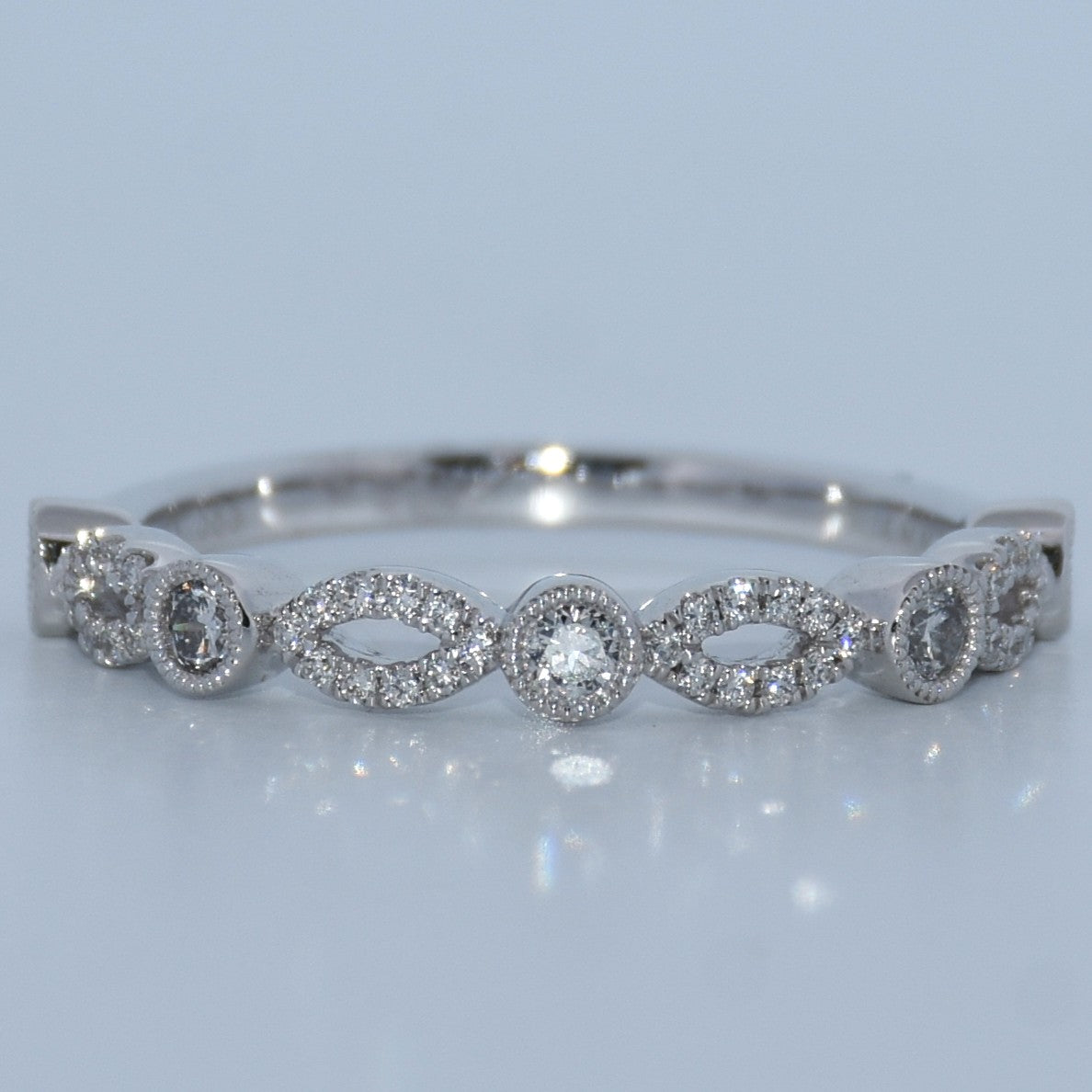 14K Gold | White Gold .16ct Natural Diamond Oval/Round Eternity Wedding Band