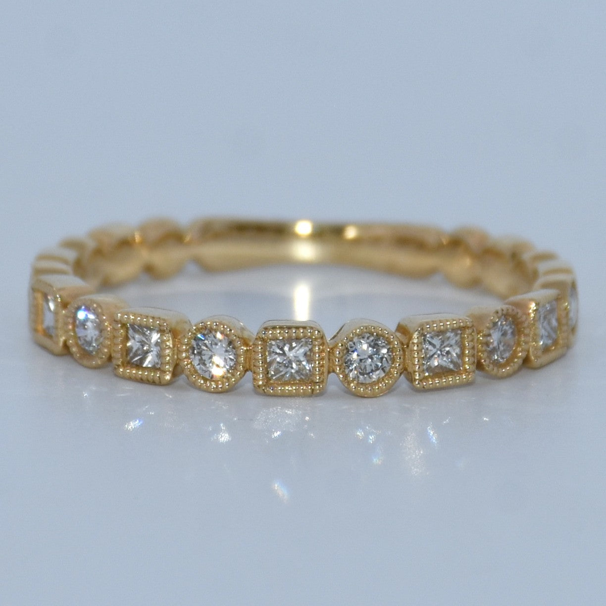 14K Gold | .39ct Natural Diamond Round/Princess Cut Eternity Wedding Band
