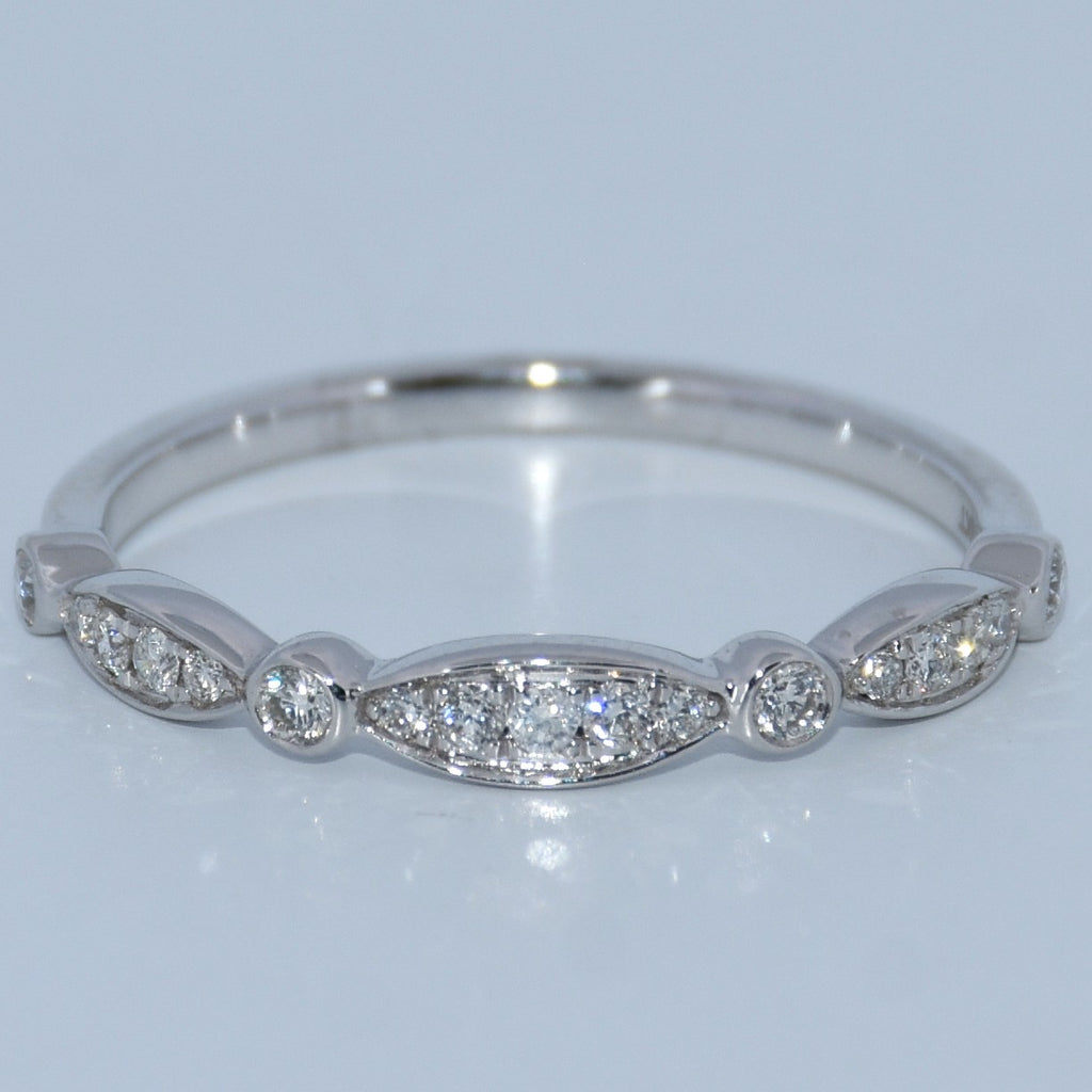 14K Gold | .20ct Natural Diamond Marquise/Round Eternity Wedding Band