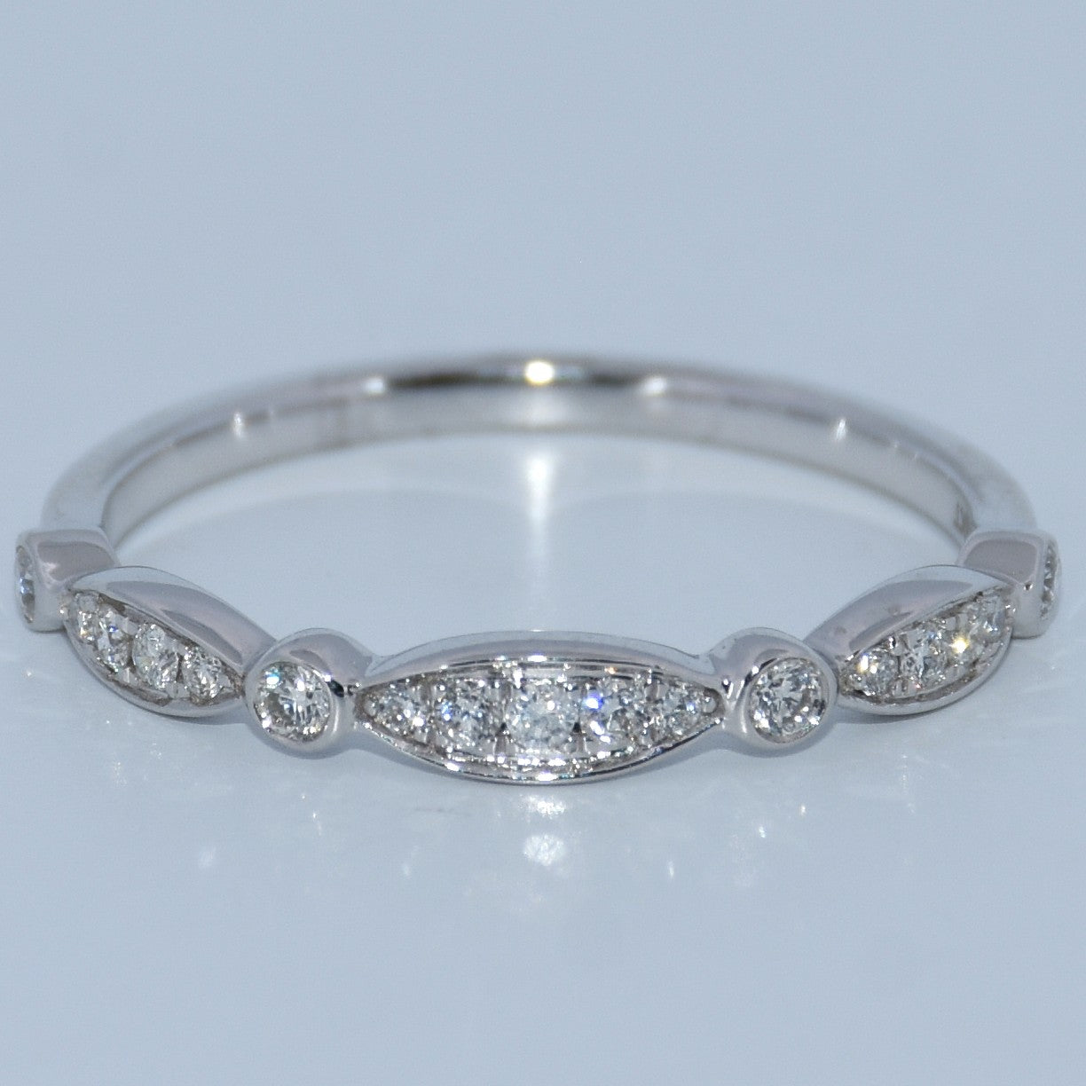 14K Gold | .20ct Natural Diamond Marquise/Round Eternity Wedding Band