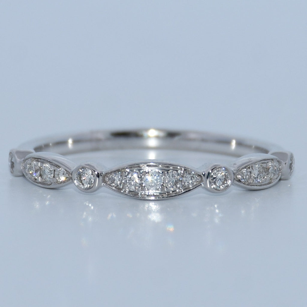 14K Gold | .20ct Natural Diamond Marquise/Round Eternity Wedding Band