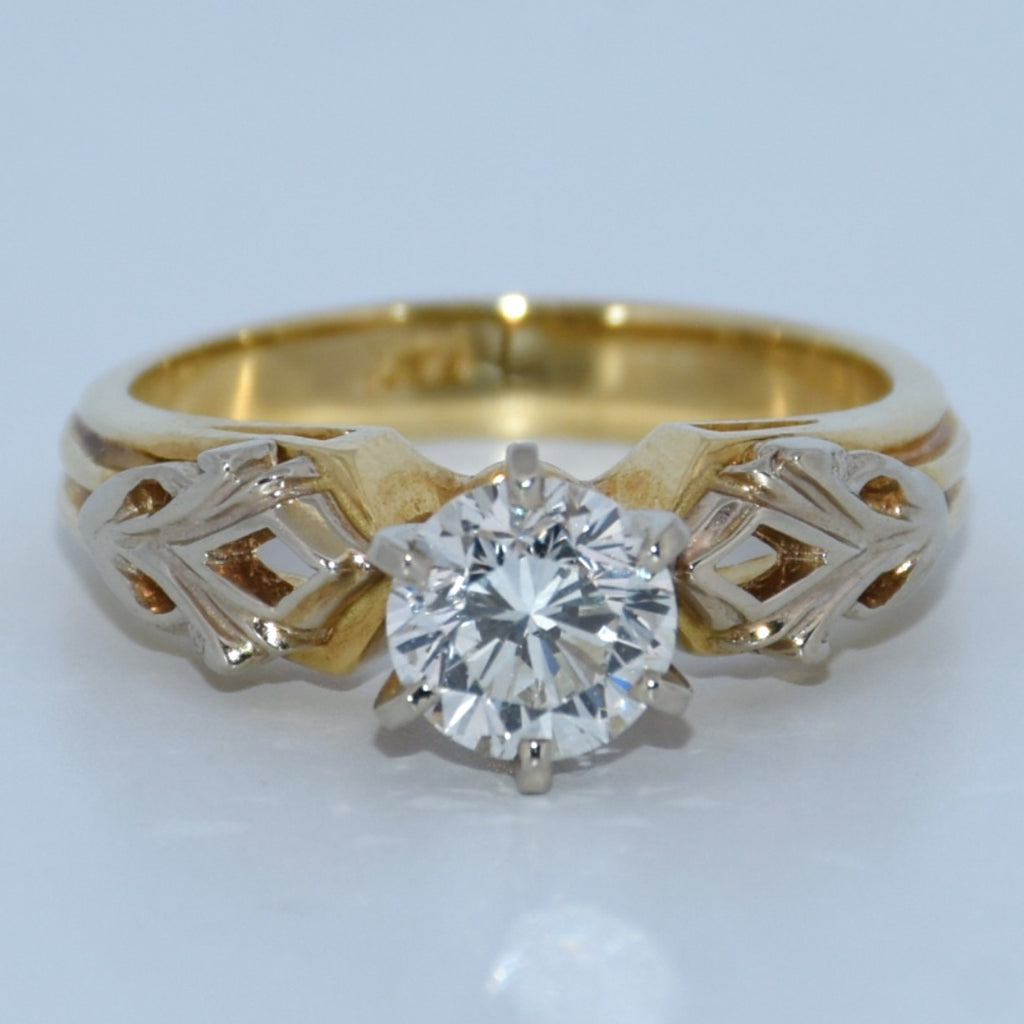 14K Gold | .91ct VS Natural Round Diamond Yellow Gold Engagement Ring