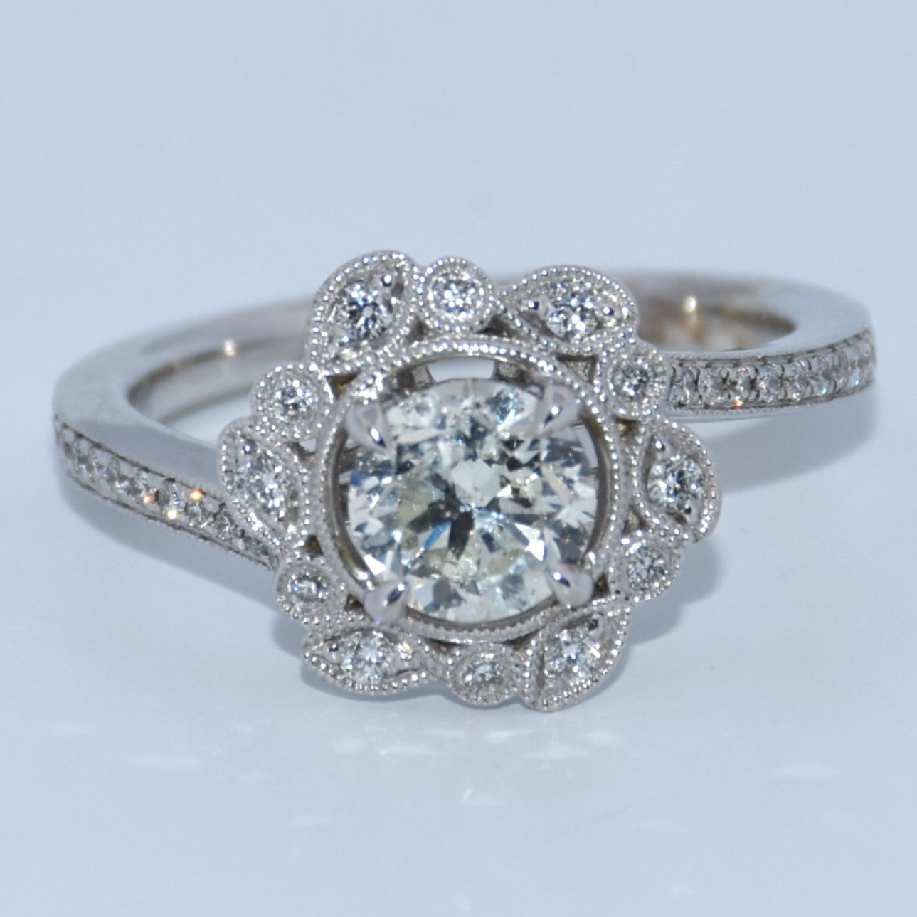14K Gold | 1.03 Round C Diamond w.21ct Setting WG