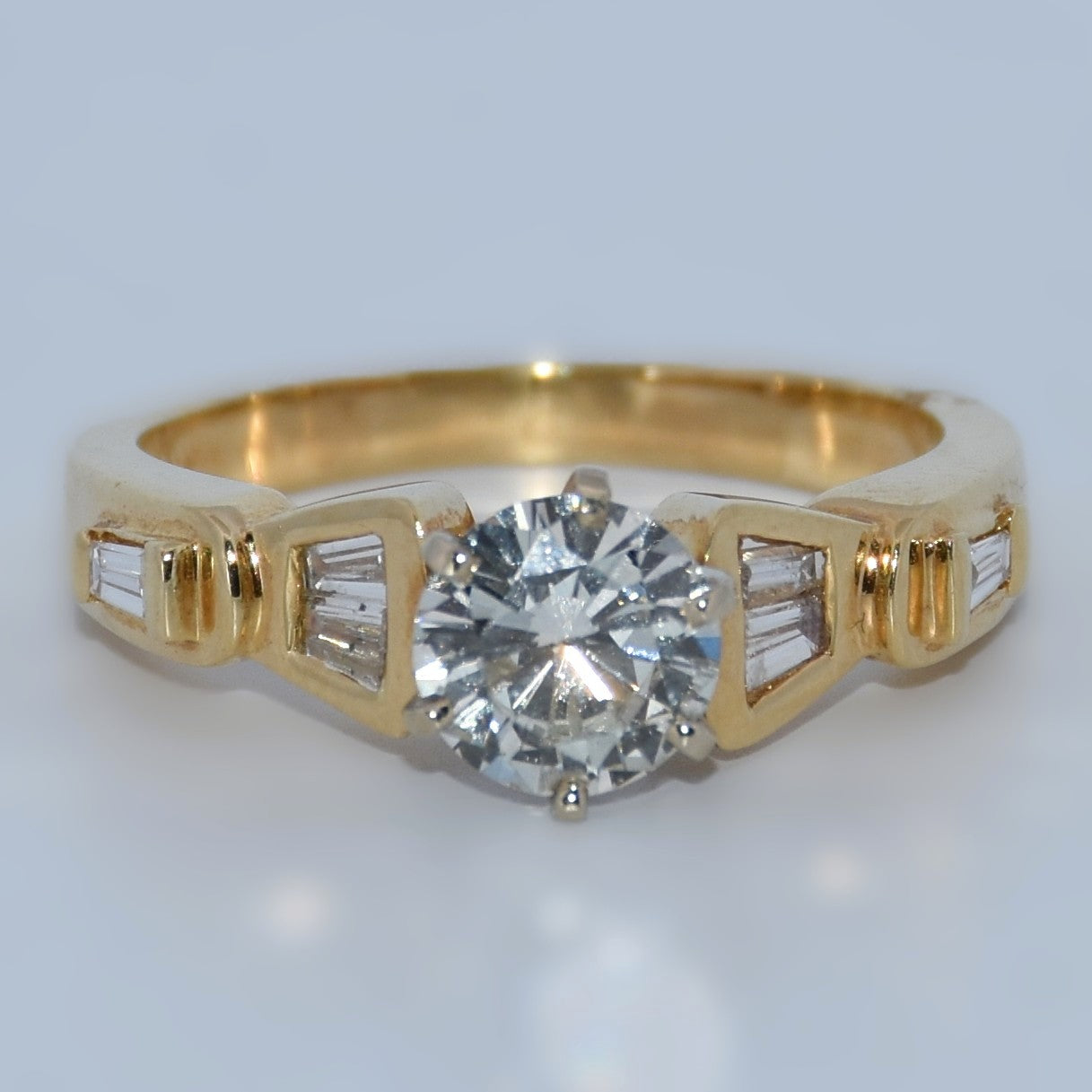 14K Gold | .95ct VS .32ct setting Natural Round Diamond Yellow Gold Engagement Ring