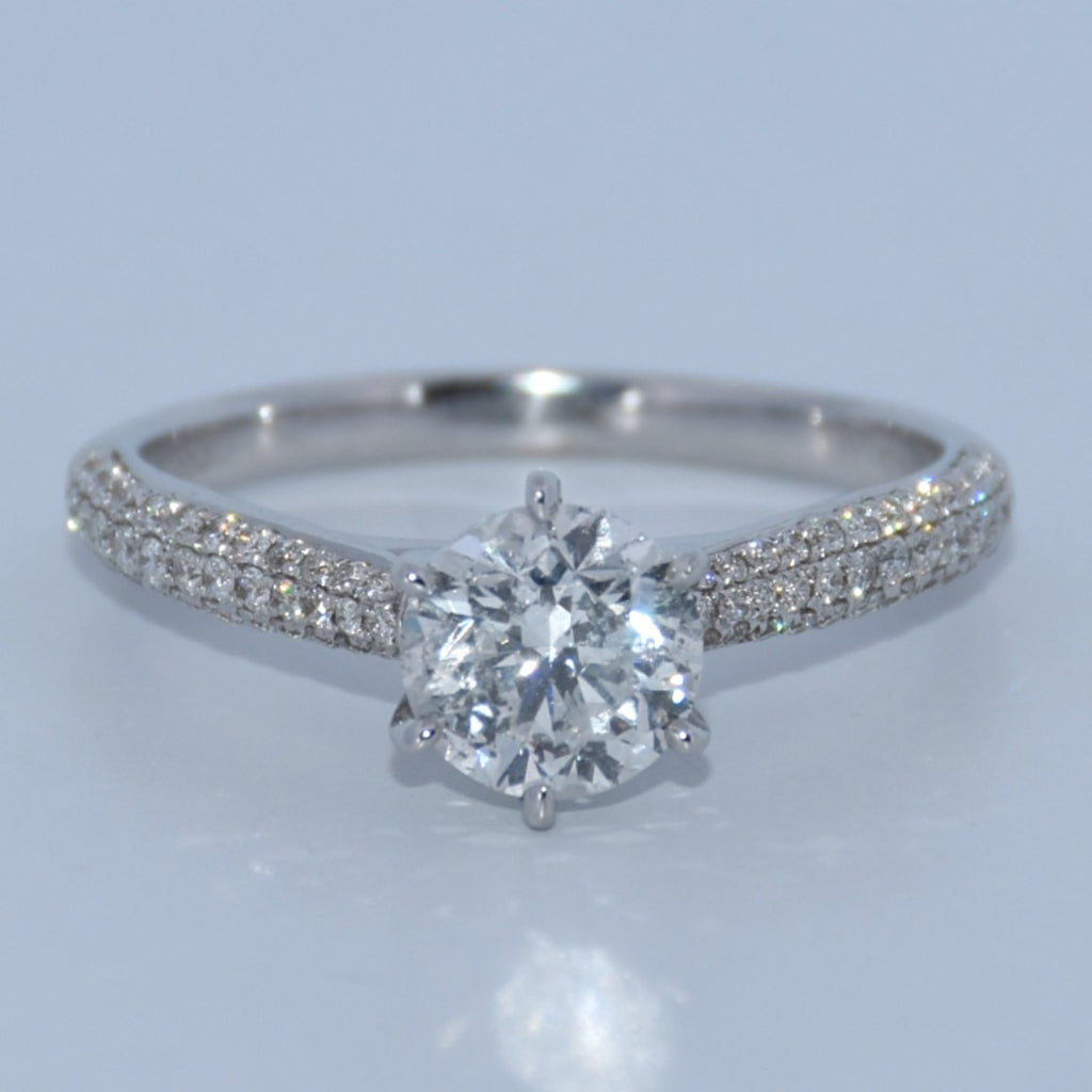14K Gold | 1.03 Round C Diamond w.30ct Setting WG