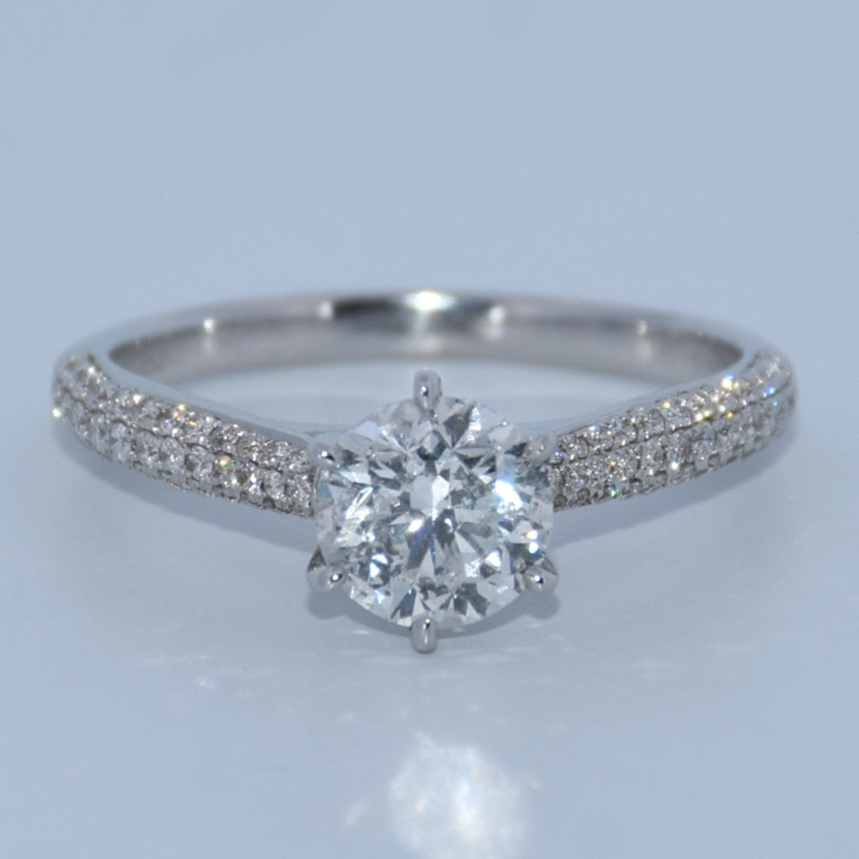 14K Gold | 1.03 Round C Diamond w.30ct Setting WG