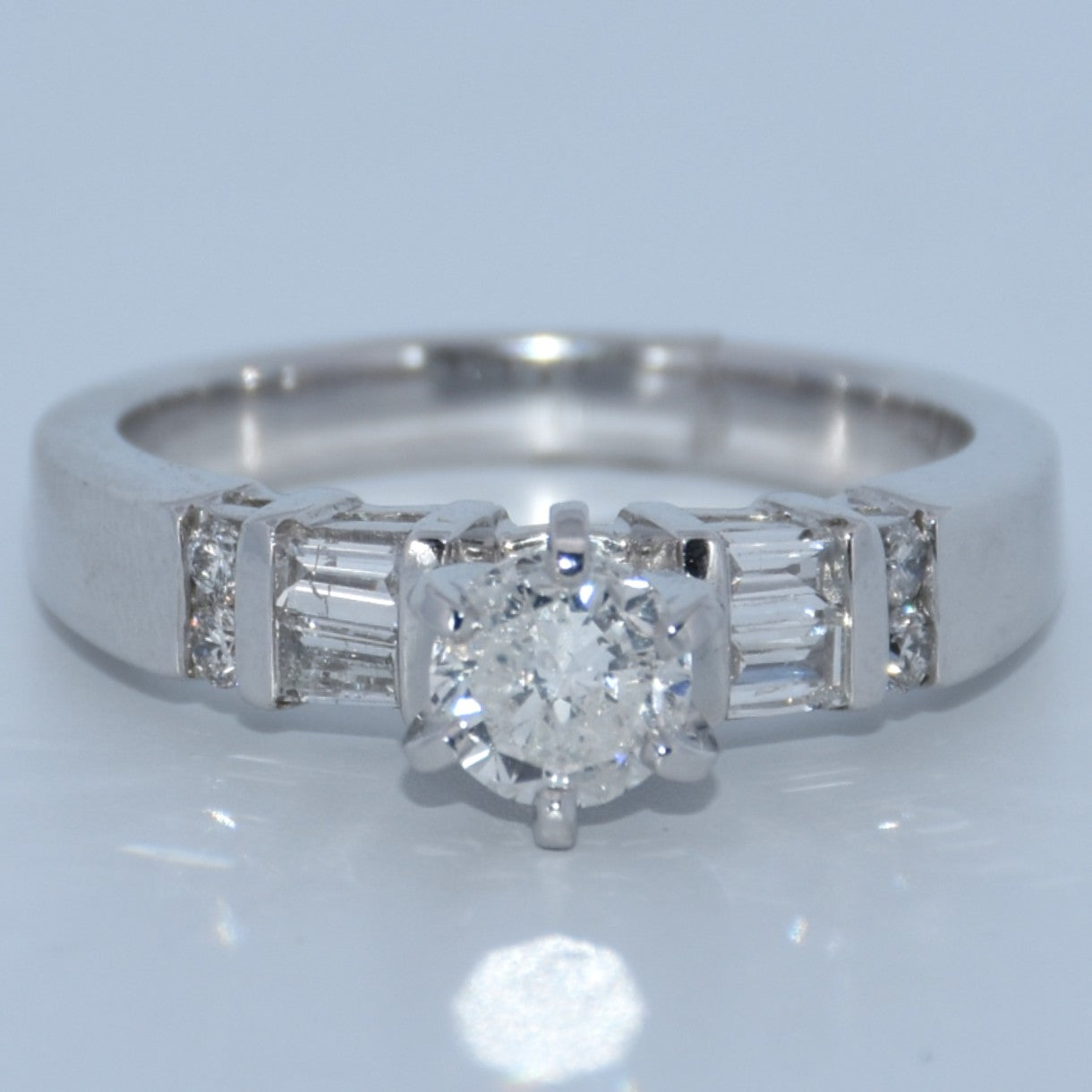 14K Gold | White Gold 1.08 Cttw .68ct Round Center .40ct Mounting Engagement Ring