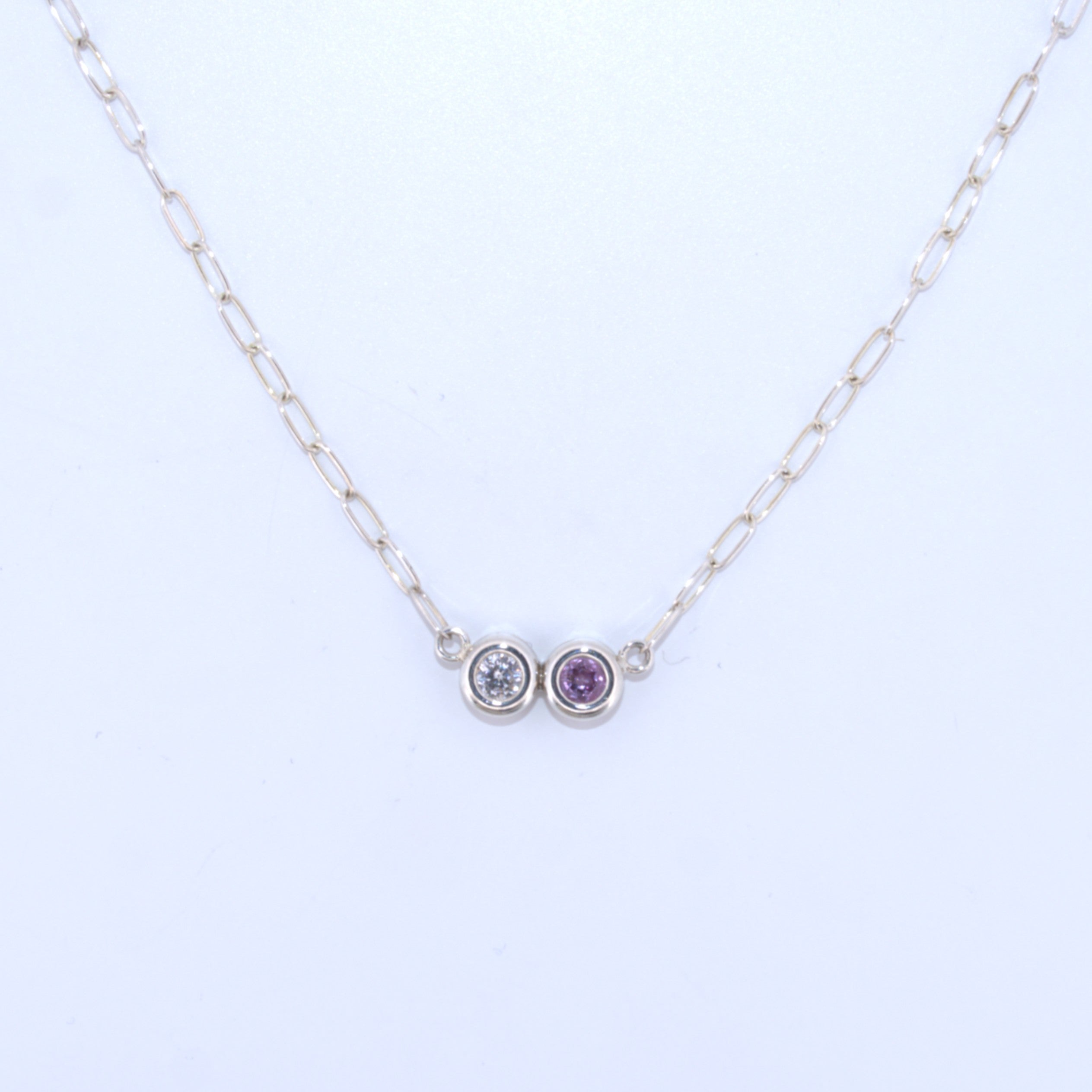 Sterling Silver | Bezel Birthstone Necklace