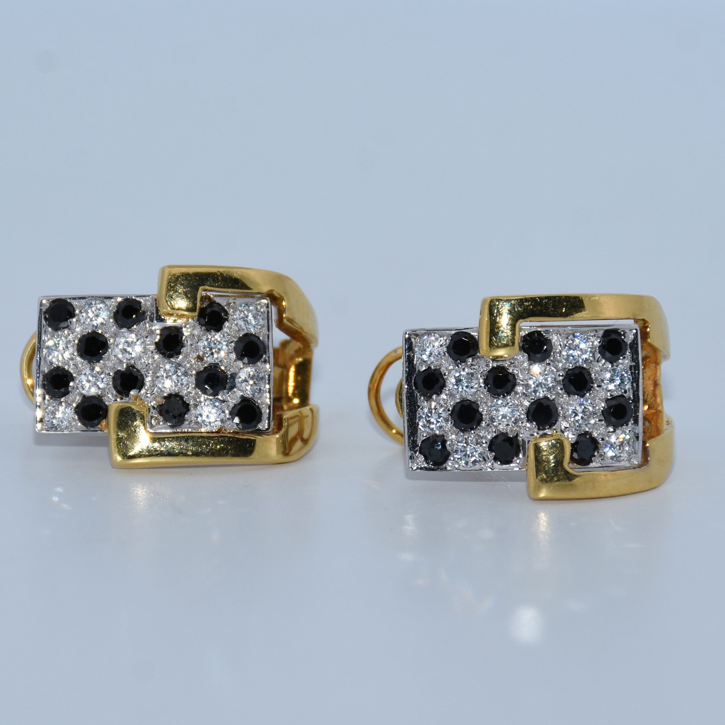 19.2K Portuguese Gold | Checkerboard Earrings