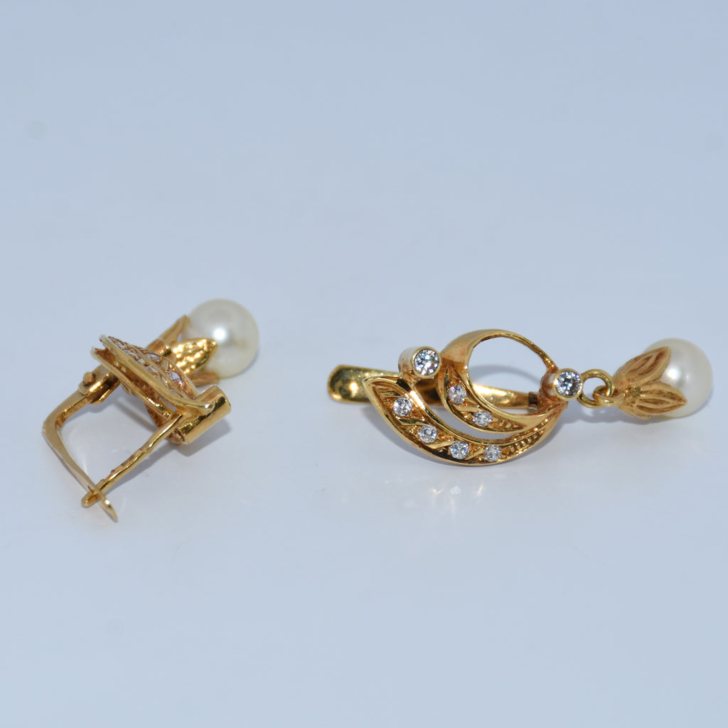 19.2K Portuguese Gold | Antique with Pearl Drop Earrings