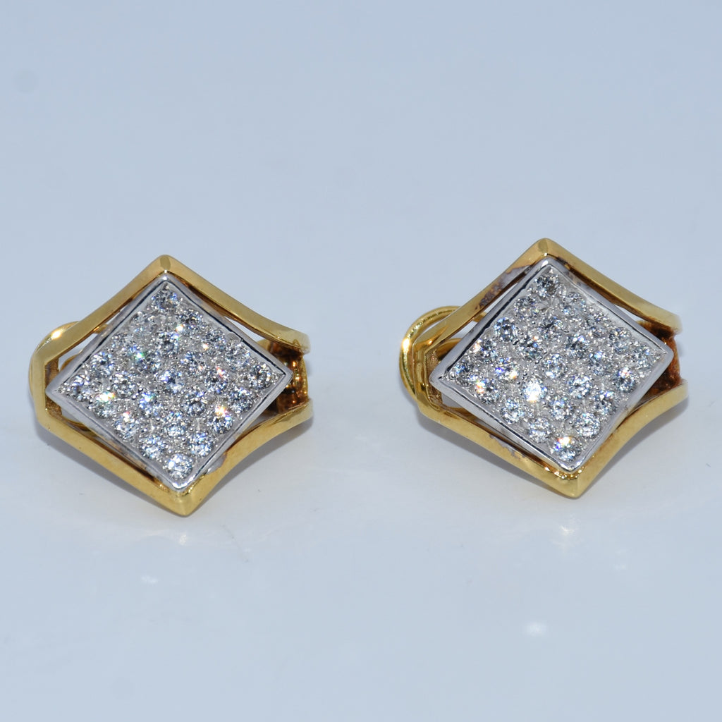 19.2K Portuguese Gold | Diamond Shaped Earrings w/CZ