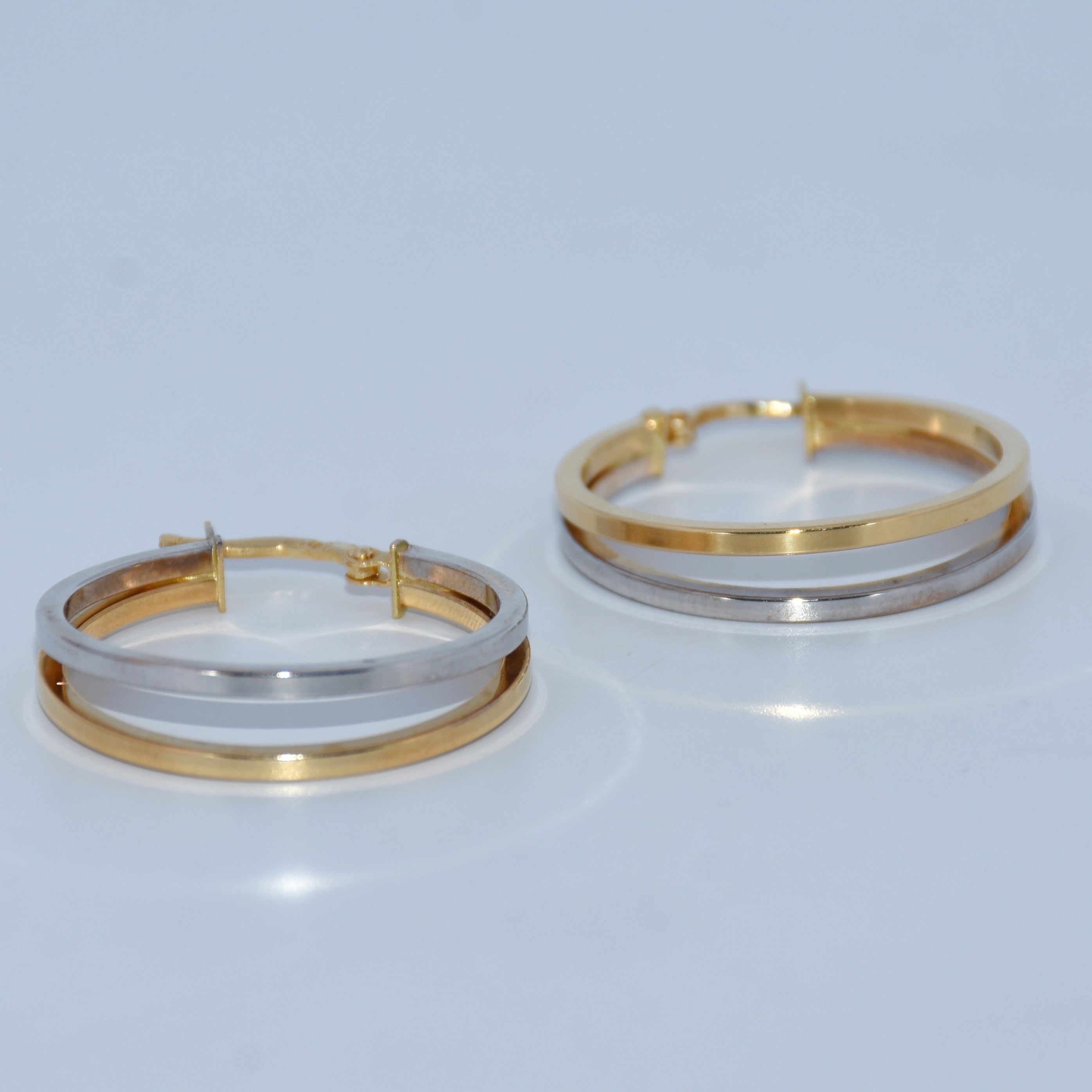 19.2K Portuguese Gold | Two Tone Gold Hoops