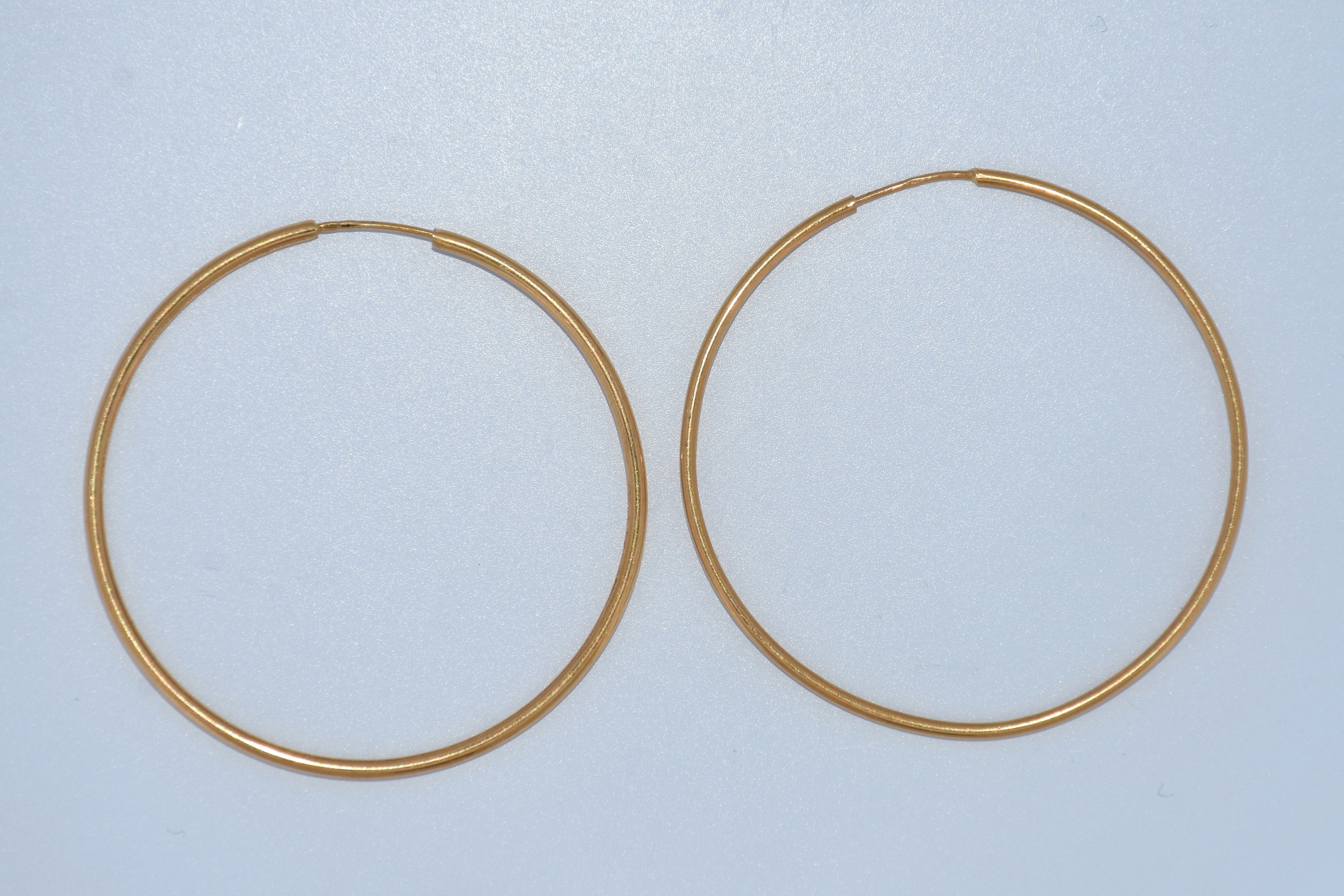 19.2K Portuguese Gold | Large Endless Hoop (Argolas) Earrings
