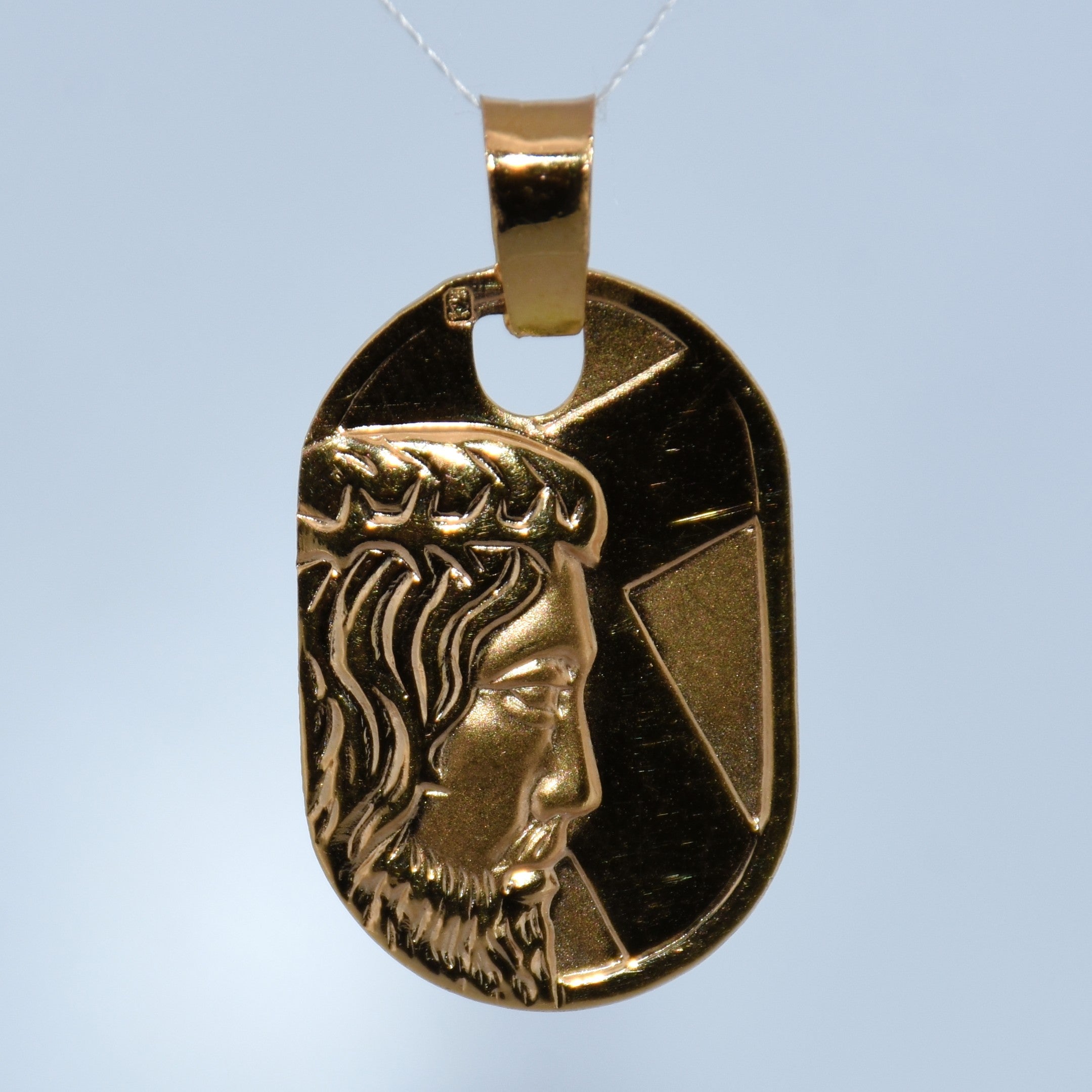 19.2K Portuguese Gold | Jesus Medallion with a Crown of Thorns Pendant